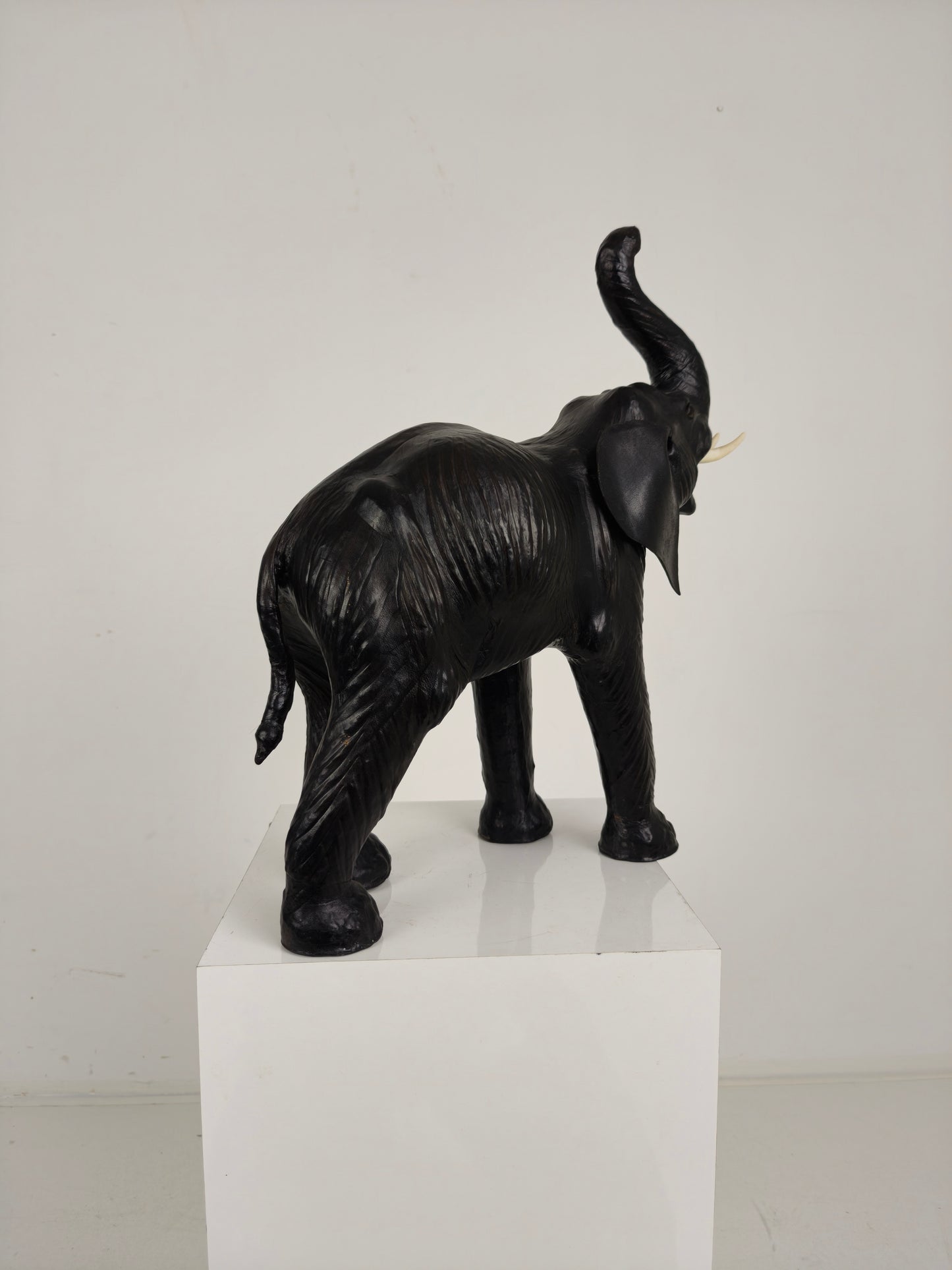 Vintage Leather Elephant Sculpture – Mid 20th Century