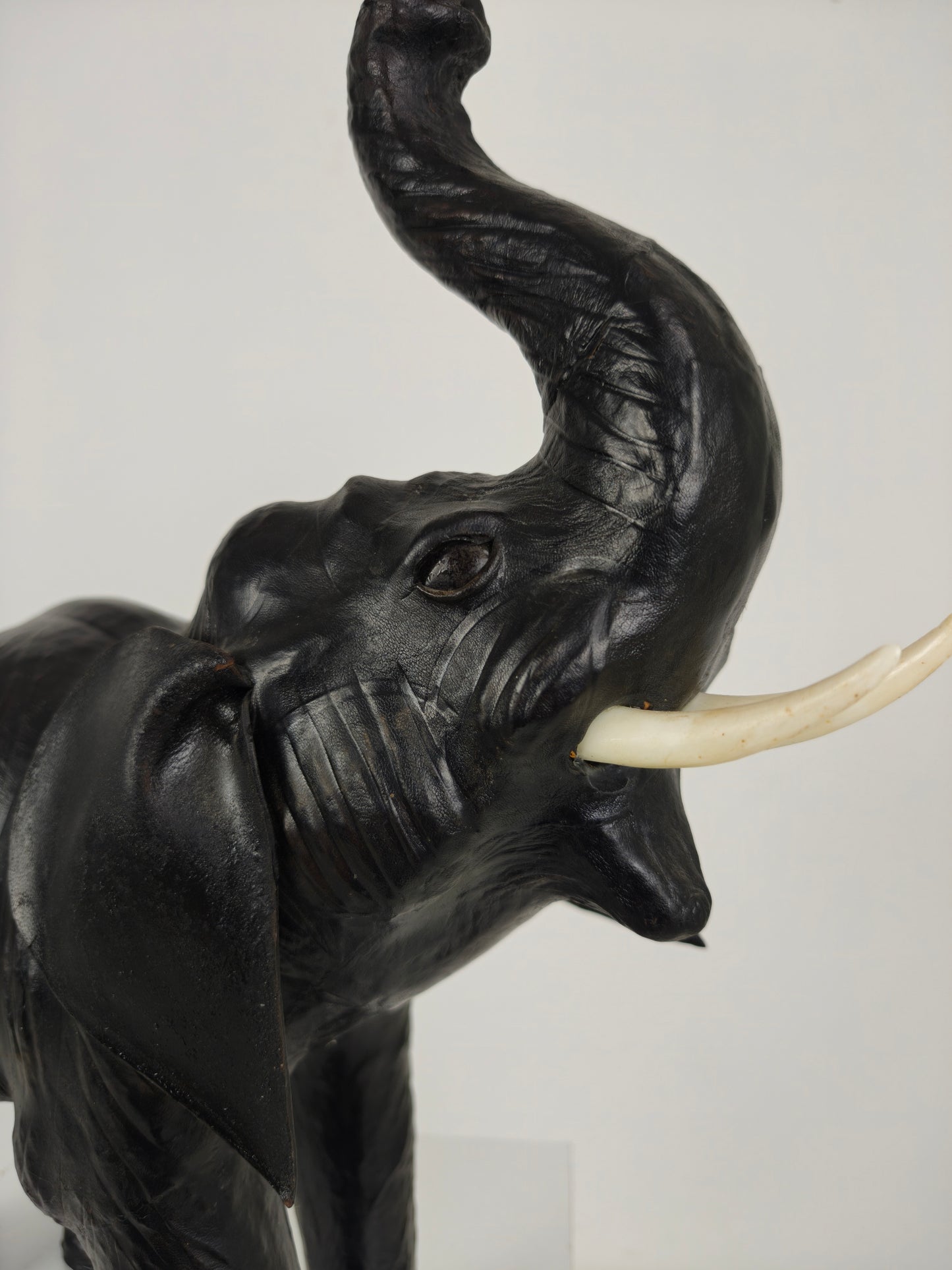 Vintage Leather Elephant Sculpture – Mid 20th Century