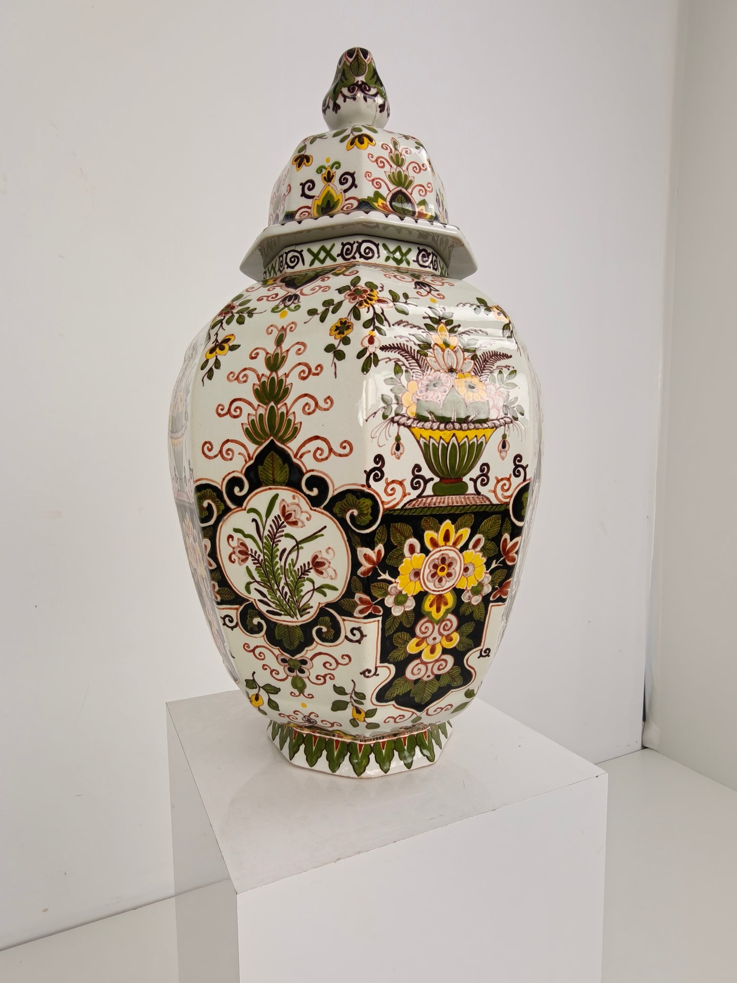 Makkum Tichelaar Lidded Pot, Hand-Painted Porcelain – Dutch