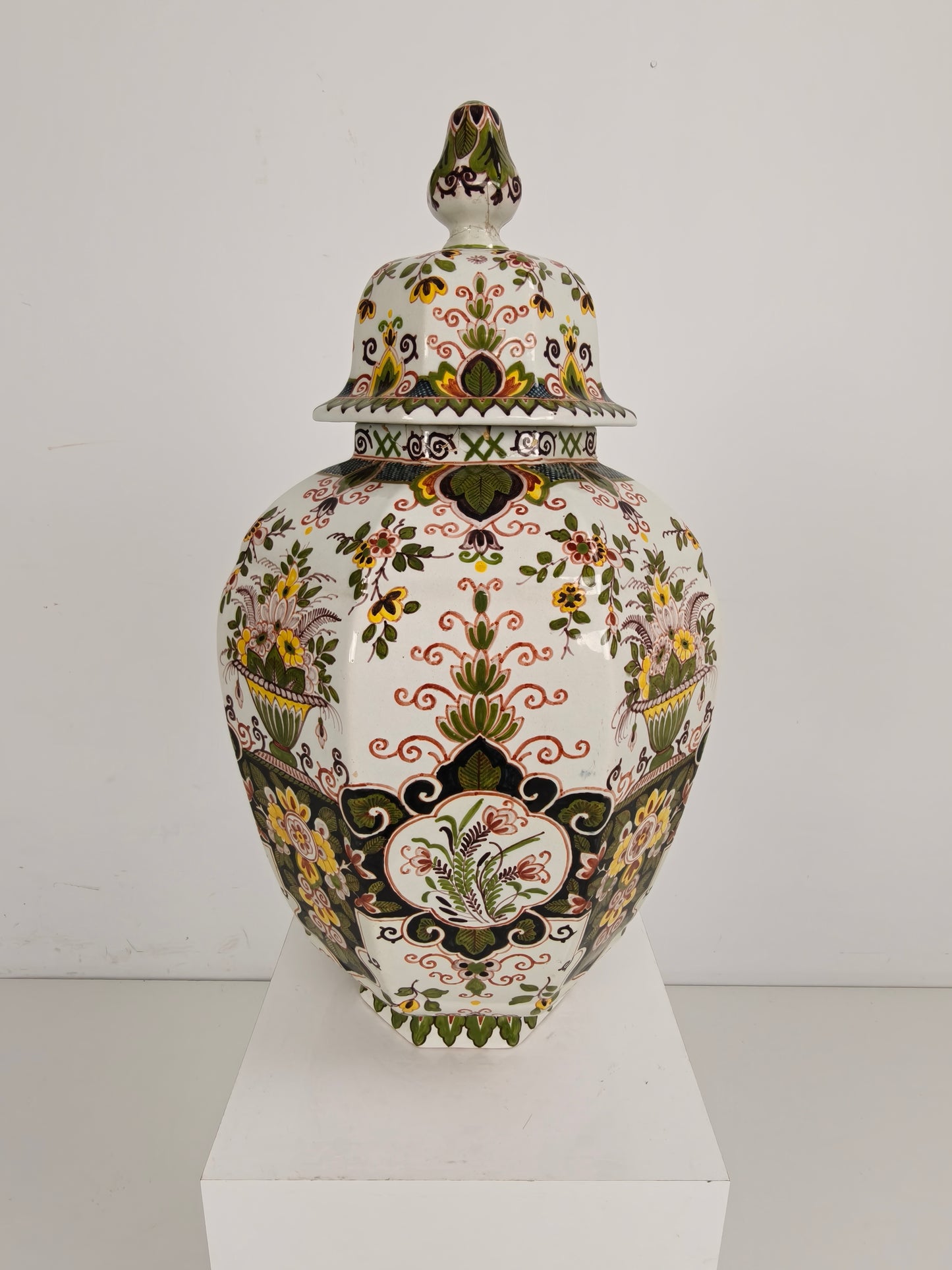 Makkum Tichelaar Lidded Pot, Hand-Painted Porcelain – Dutch