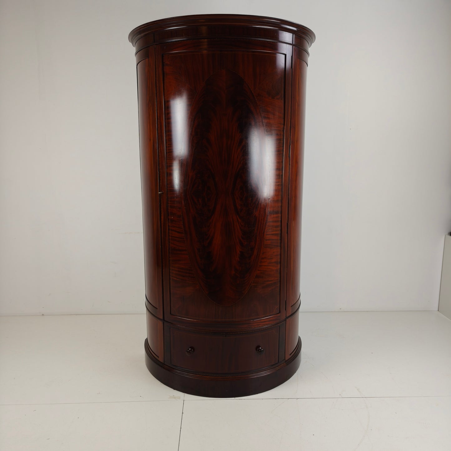 Edwardian Mahogany Bow-Fronted Wardrobe by Maple & Co