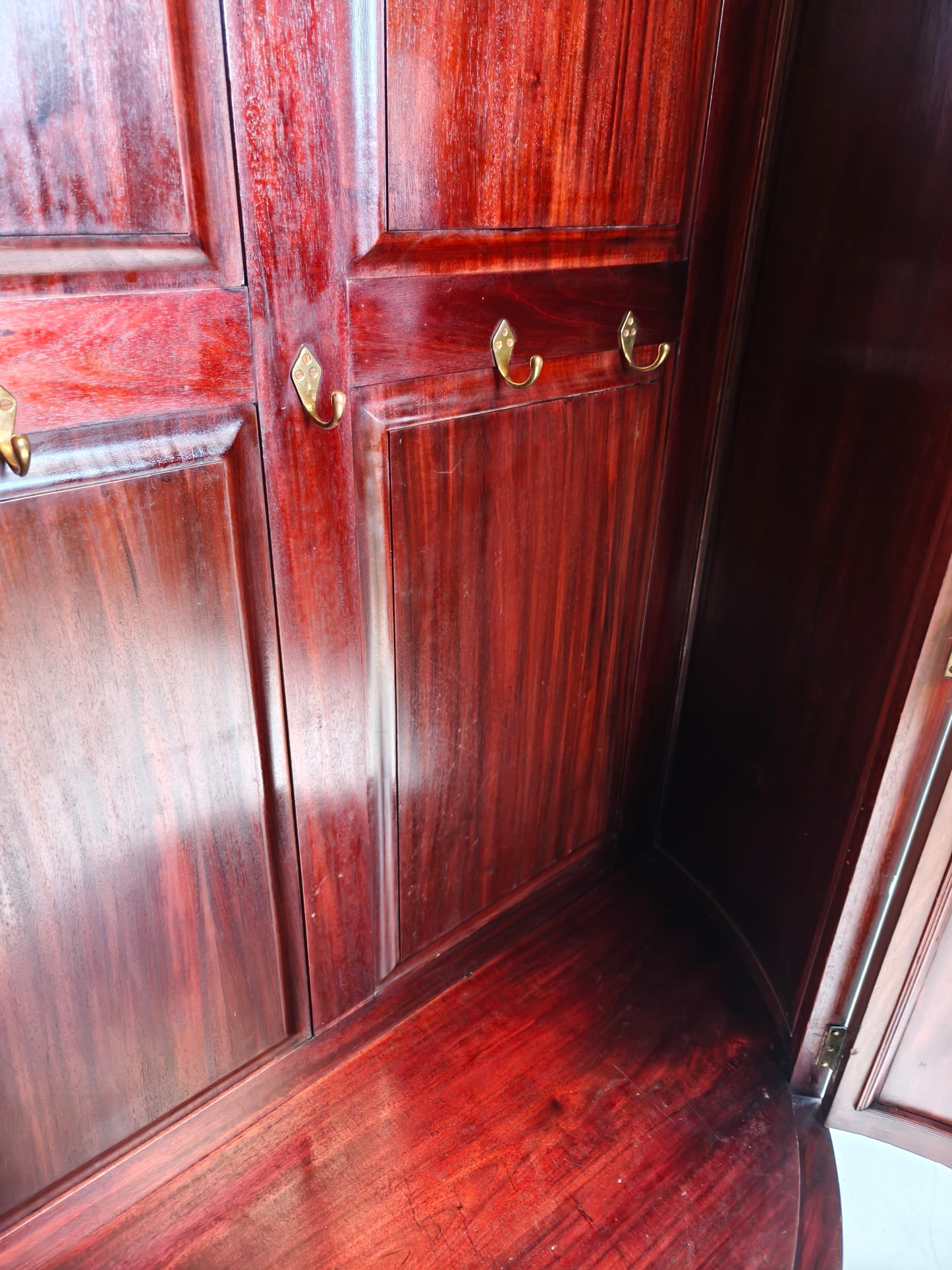 Edwardian Mahogany Bow-Fronted Wardrobe by Maple & Co