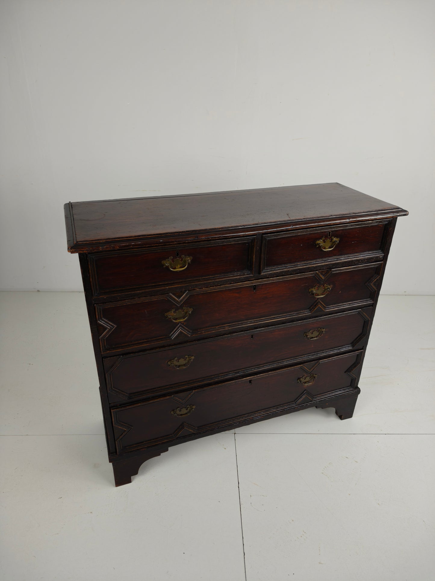 English Geometric-Panelled Oak Chest of Drawers, circa 1680