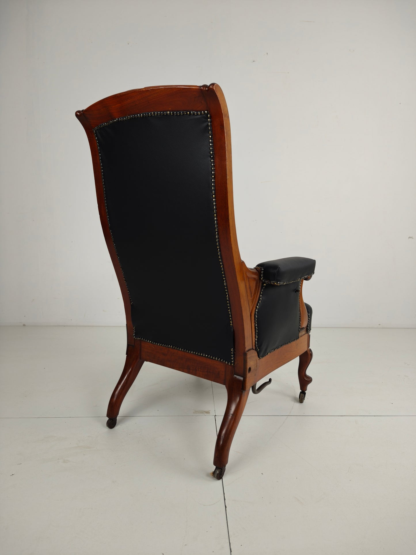 19th Century Antique Library Chair by Horrix – Black Leather