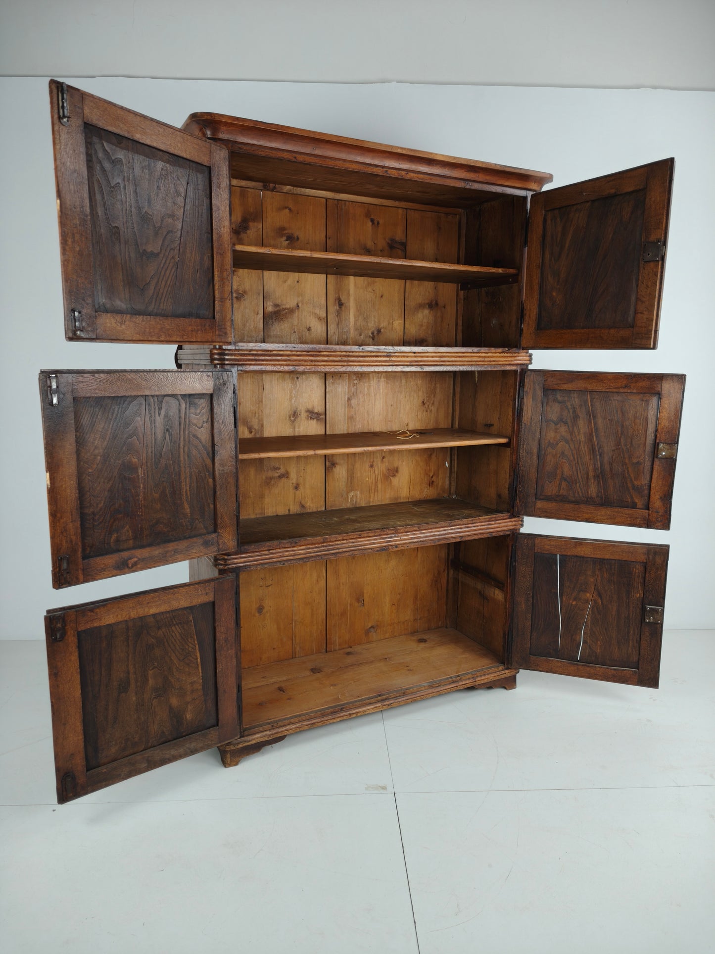 19th Century European Pine Campaign Cabinet / Chest-on-Chest