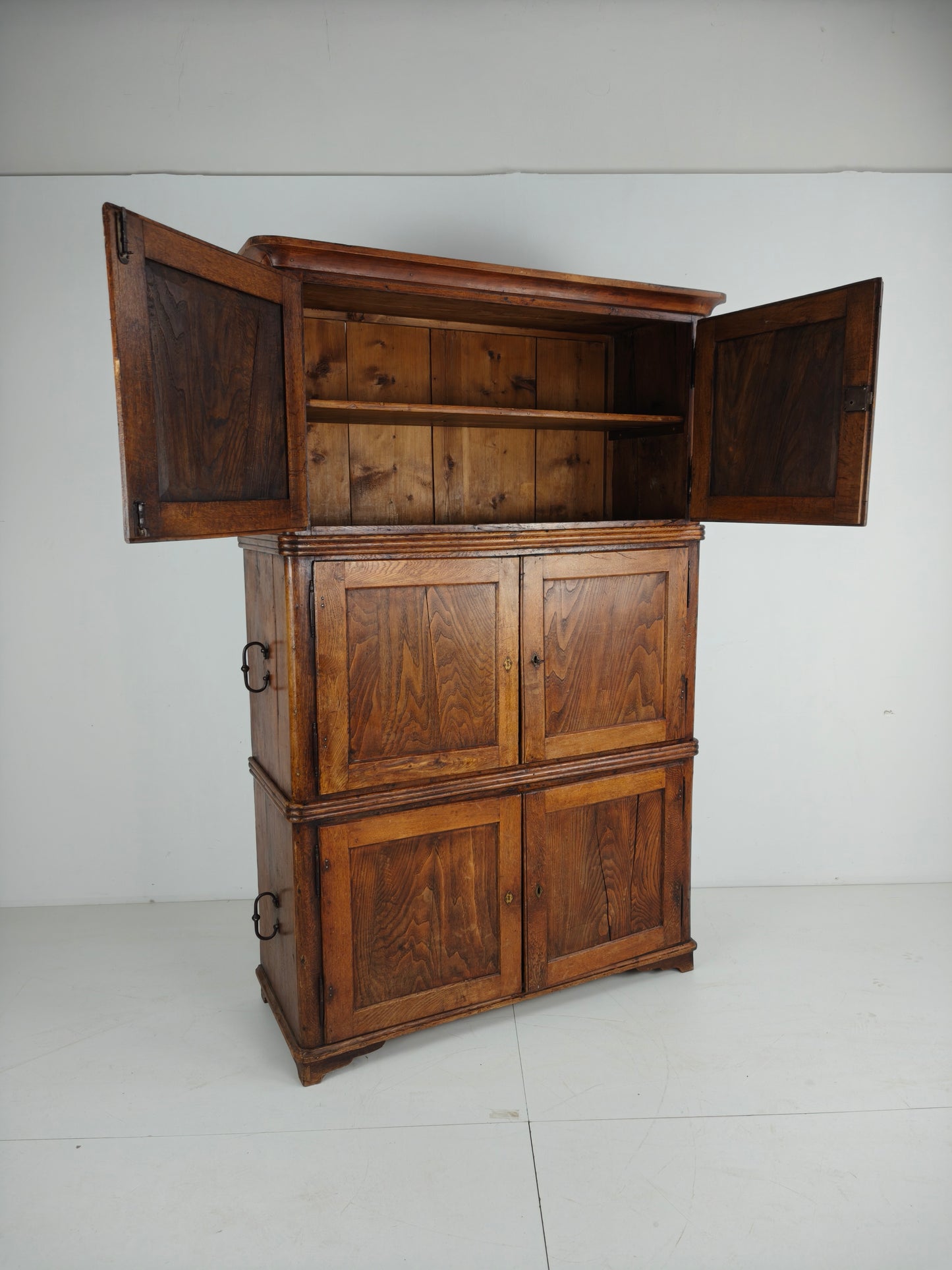 19th Century European Pine Campaign Cabinet / Chest-on-Chest