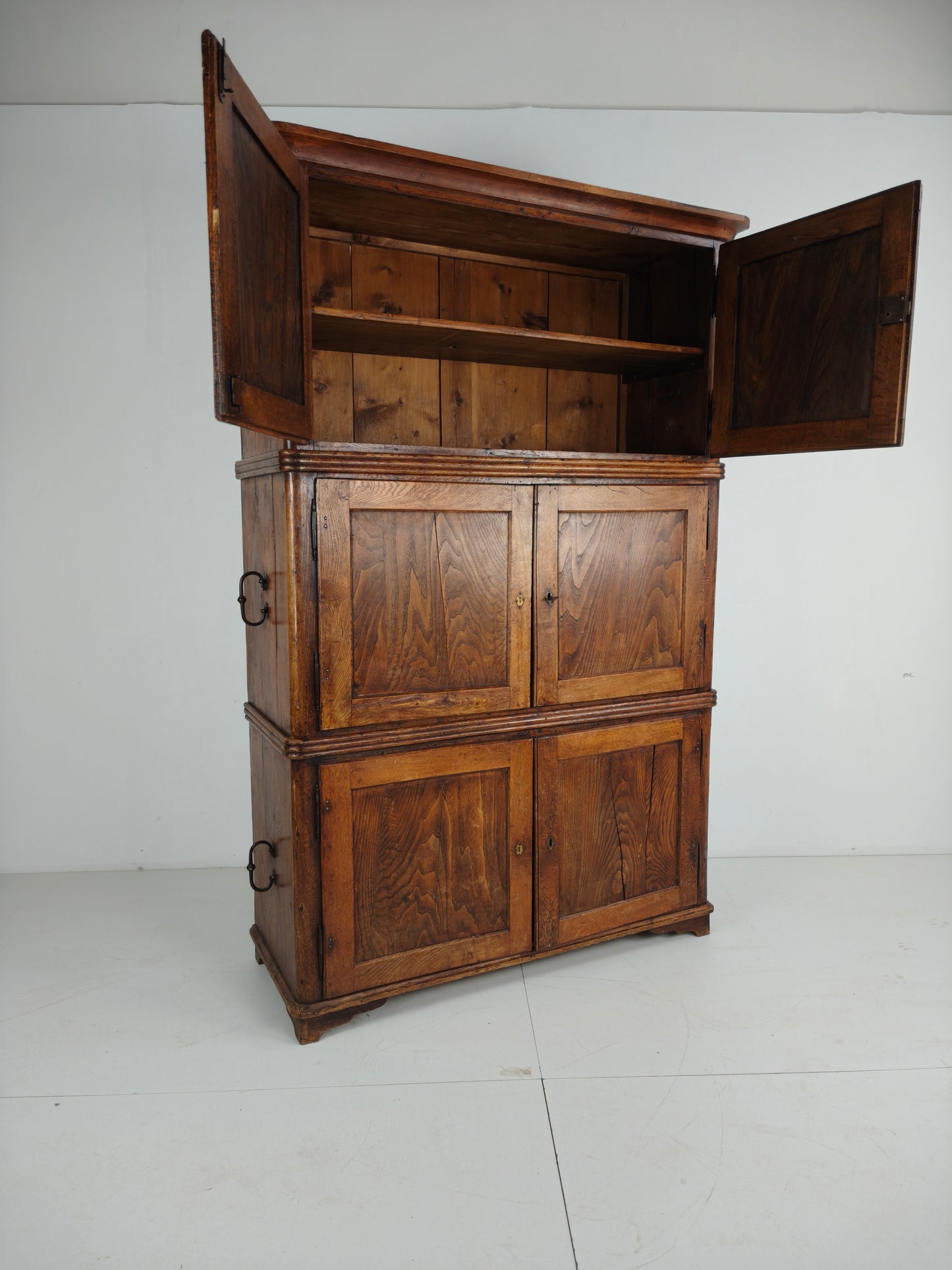 19th Century European Pine Campaign Cabinet / Chest-on-Chest