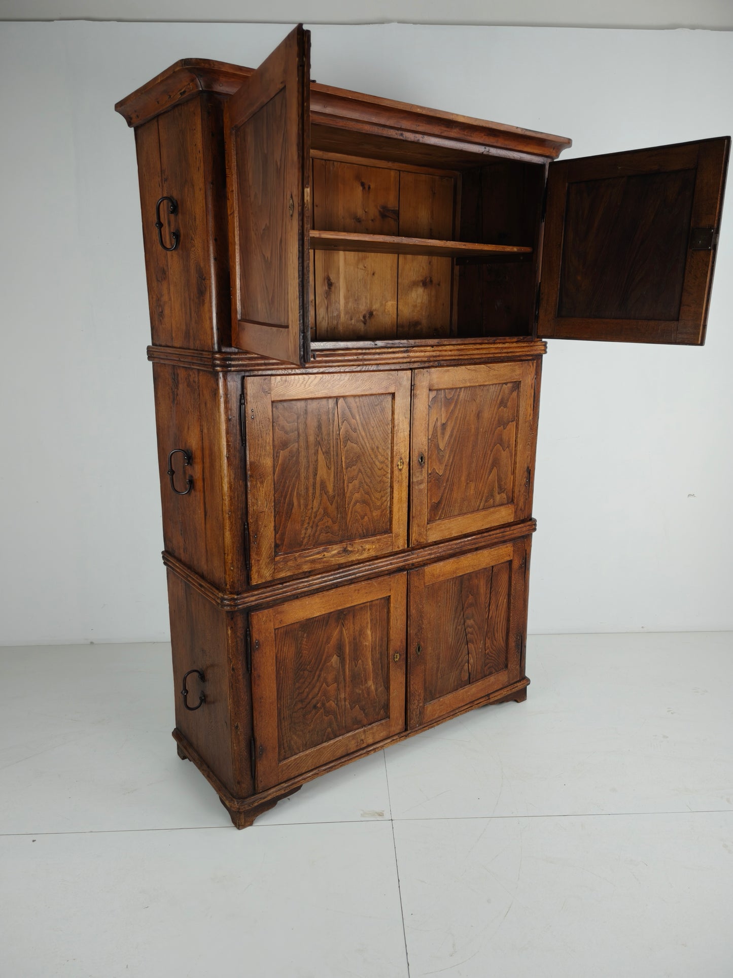 19th Century European Pine Campaign Cabinet / Chest-on-Chest