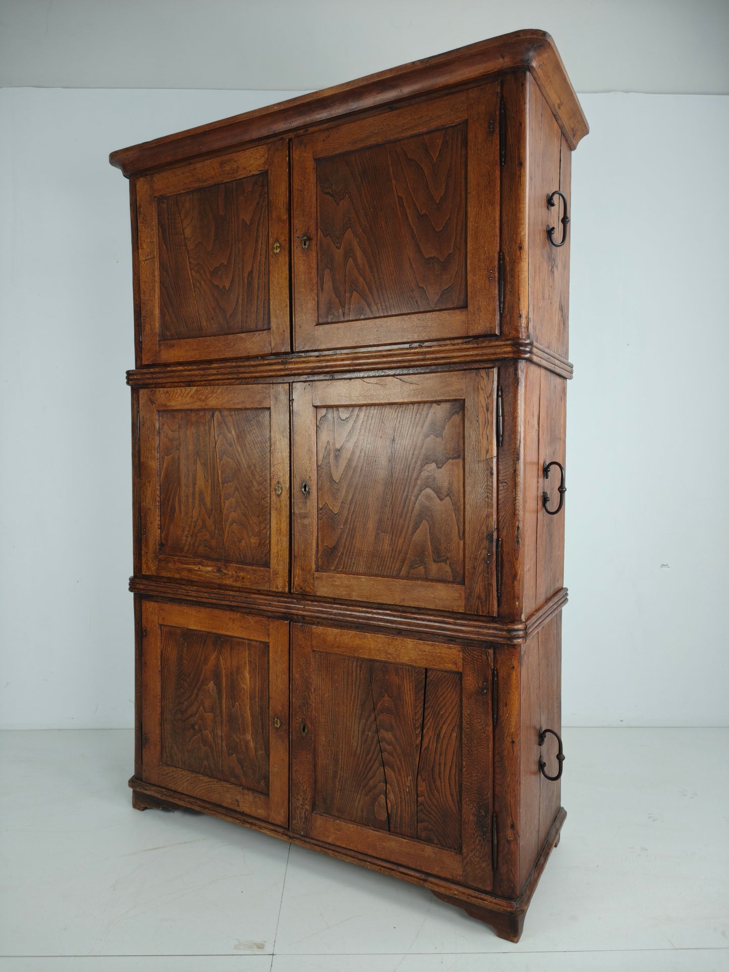 19th Century European Pine Campaign Cabinet / Chest-on-Chest