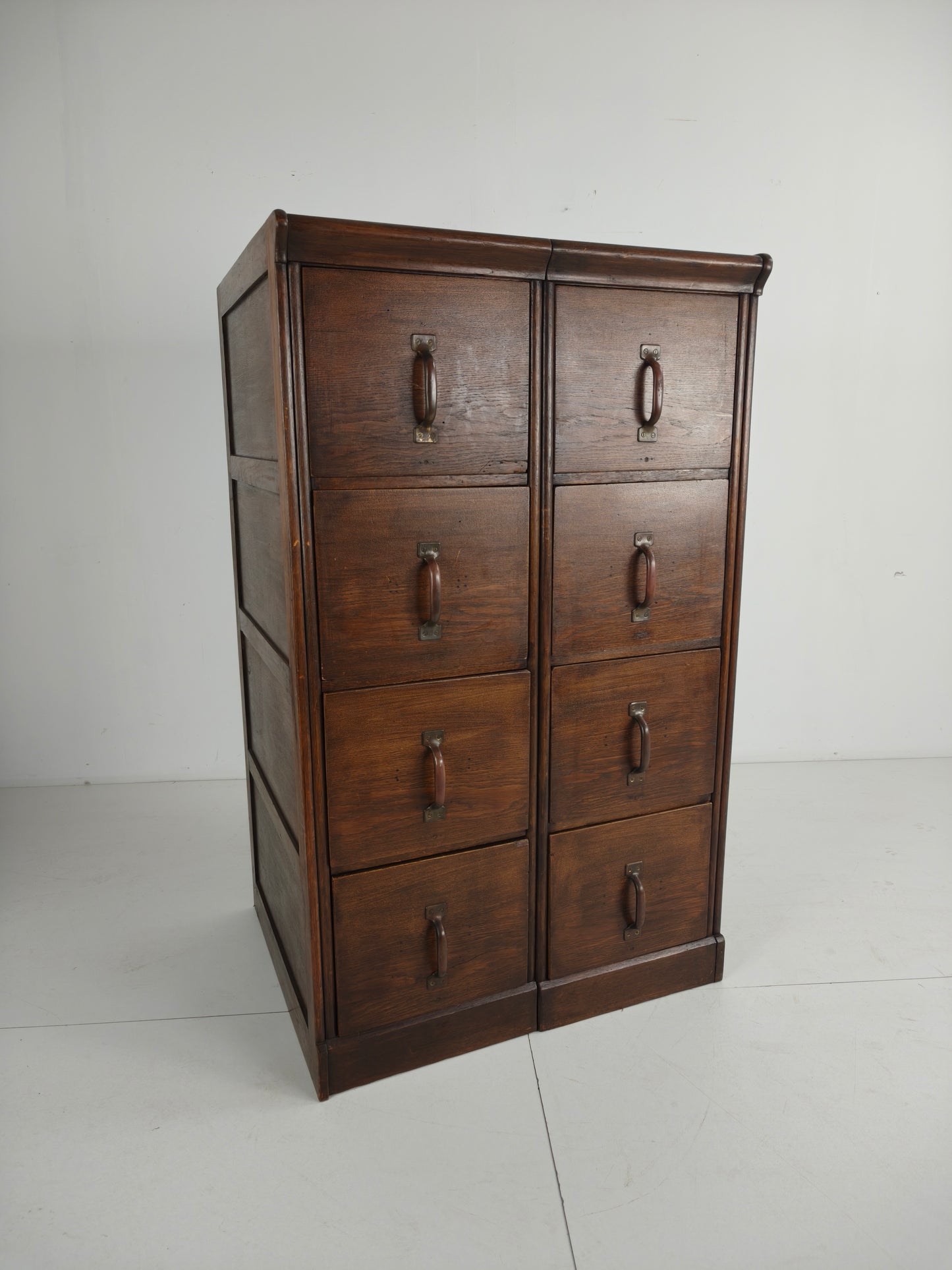 Solid Oak Double Archive Cabinet – Dutch, 1920–1940