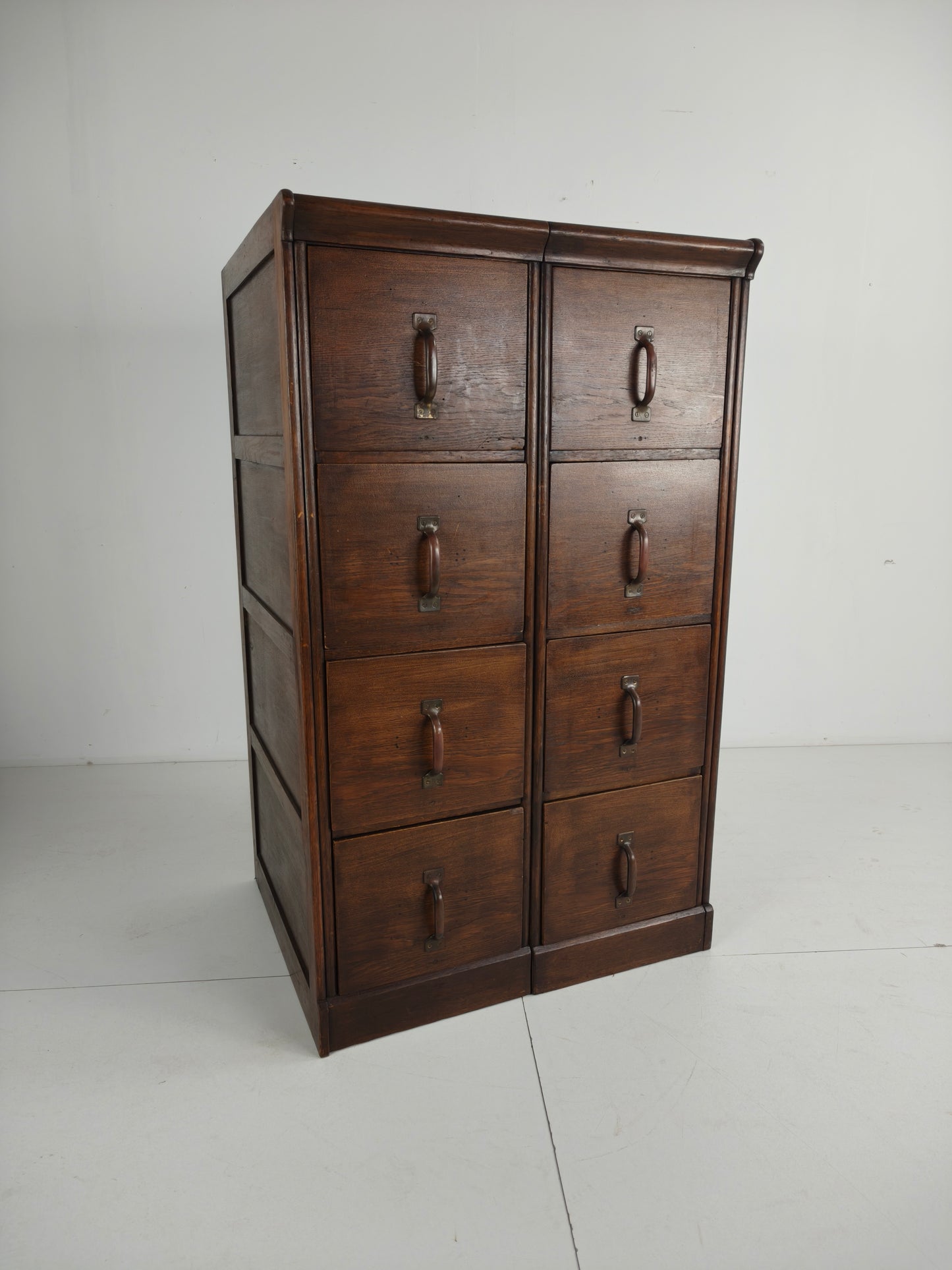 Solid Oak Double Archive Cabinet – Dutch, 1920–1940