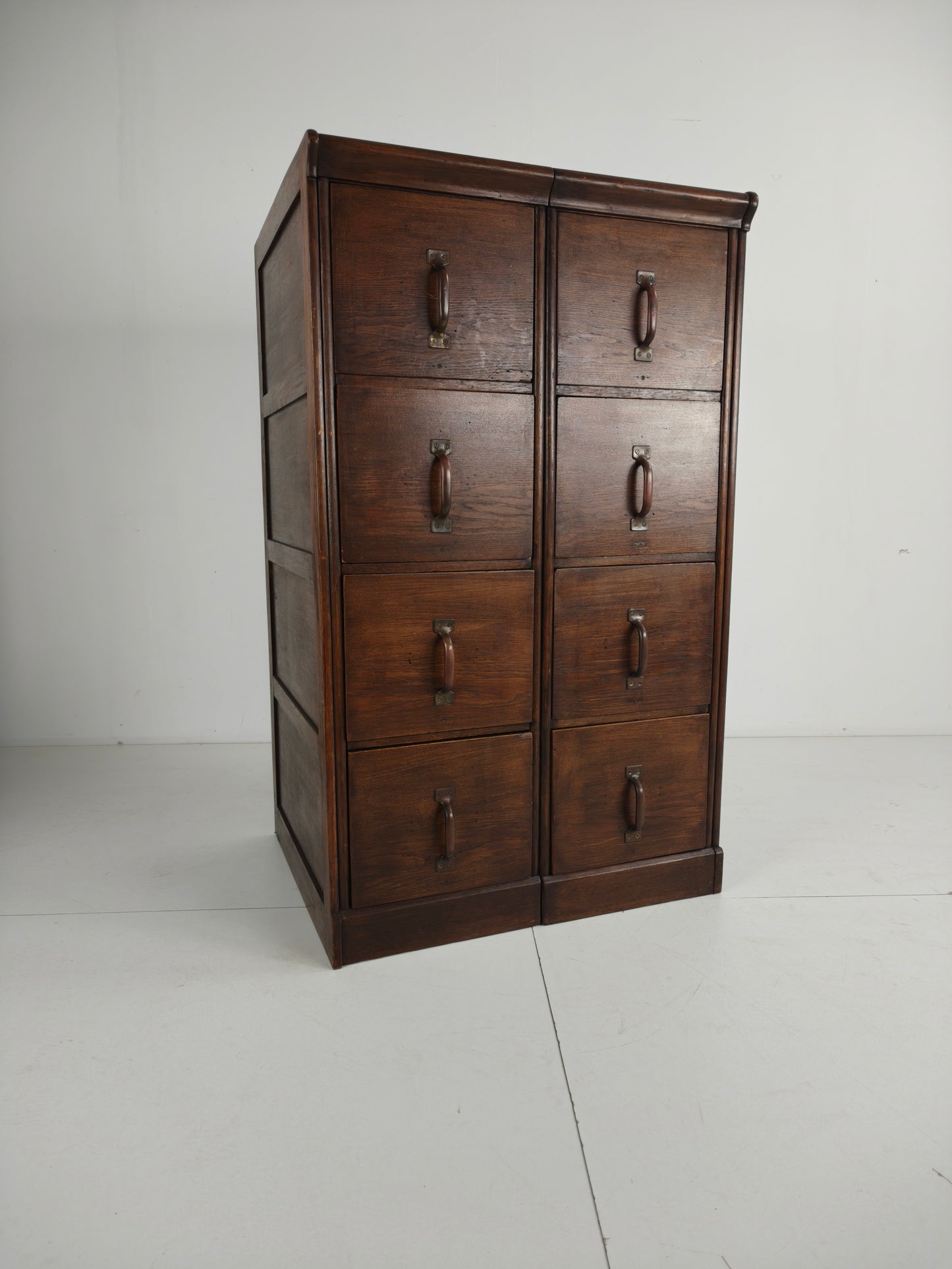 Solid Oak Double Archive Cabinet – Dutch, 1920–1940