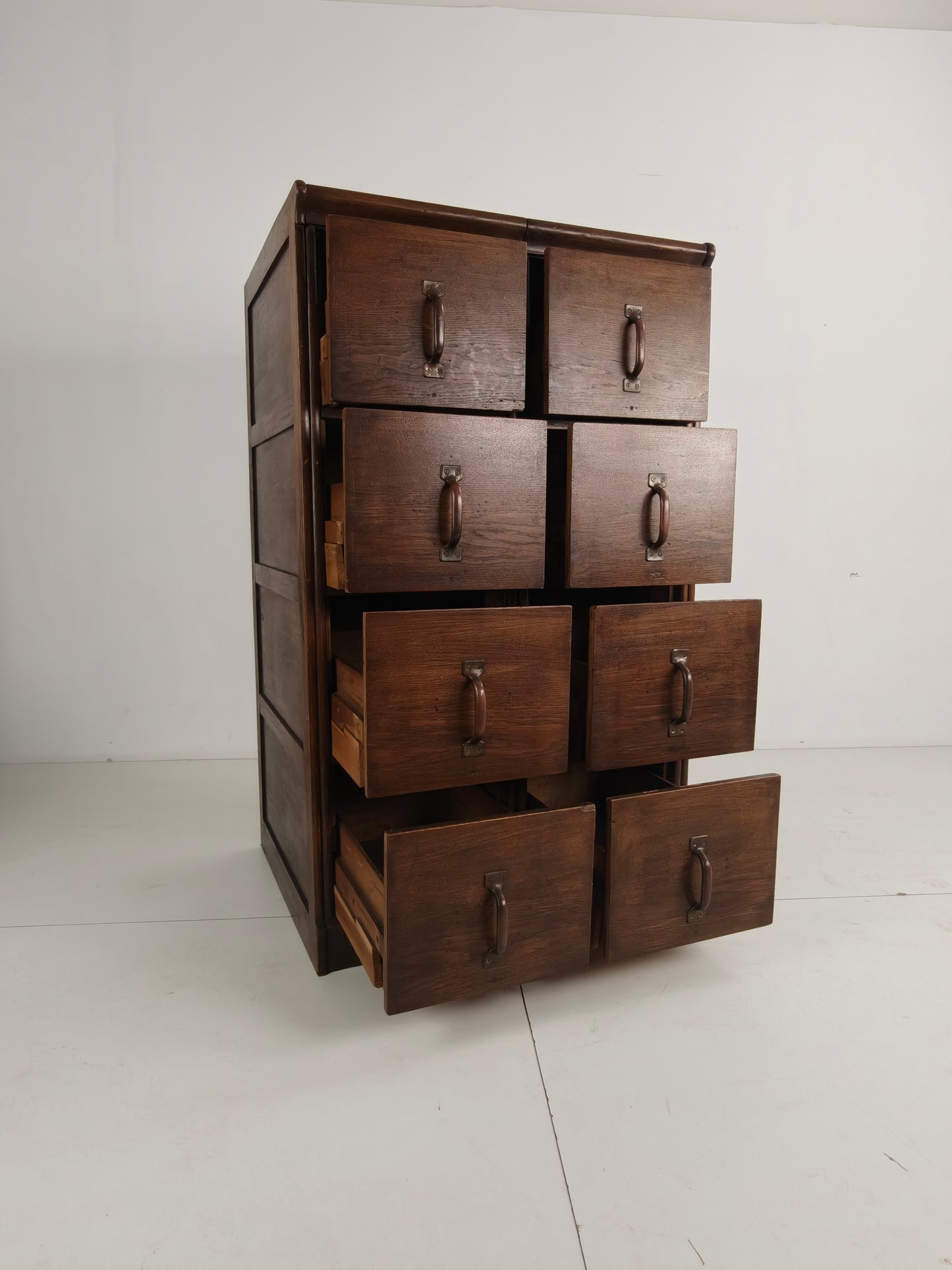 Solid Oak Double Archive Cabinet – Dutch, 1920–1940