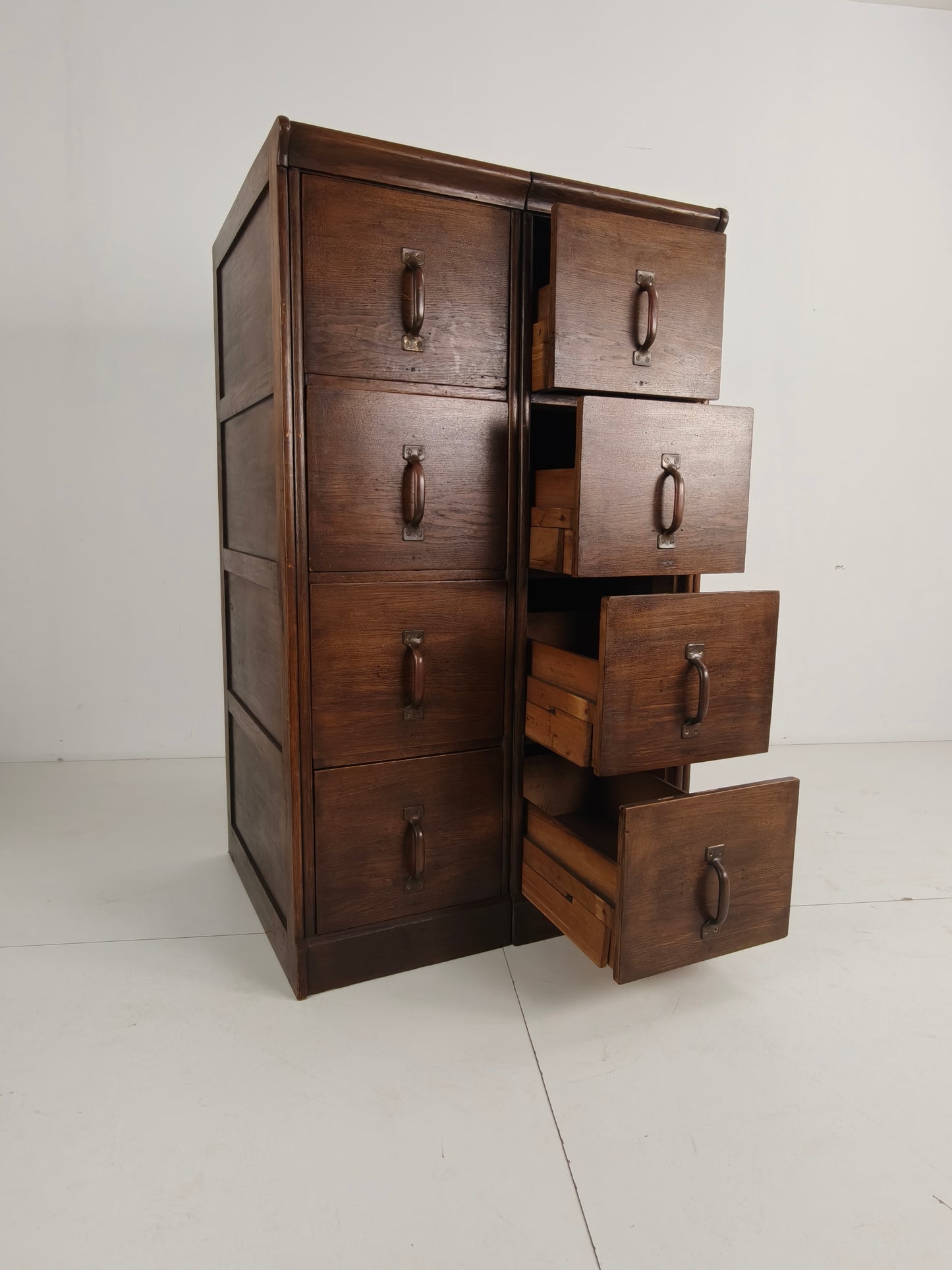 Solid Oak Double Archive Cabinet – Dutch, 1920–1940