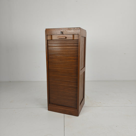 Dutch Oak tambour Archive Cabinet, 1920s–1930s