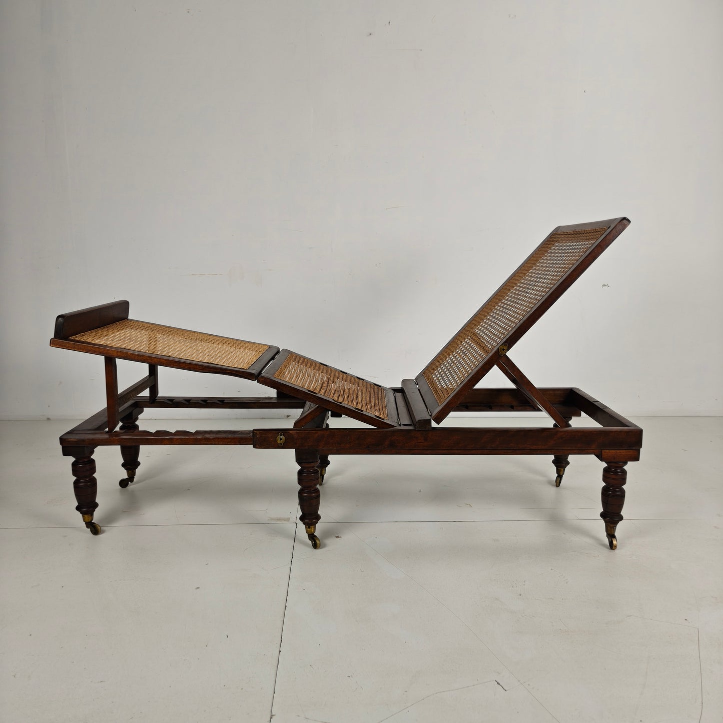 Late 19th Century English Oak Campaign Daybed with Original Cane Webbing