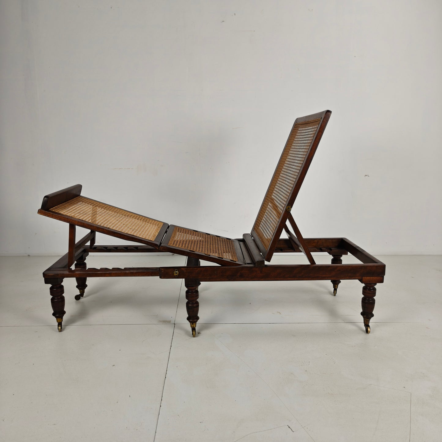 Late 19th Century English Oak Campaign Daybed with Original Cane Webbing
