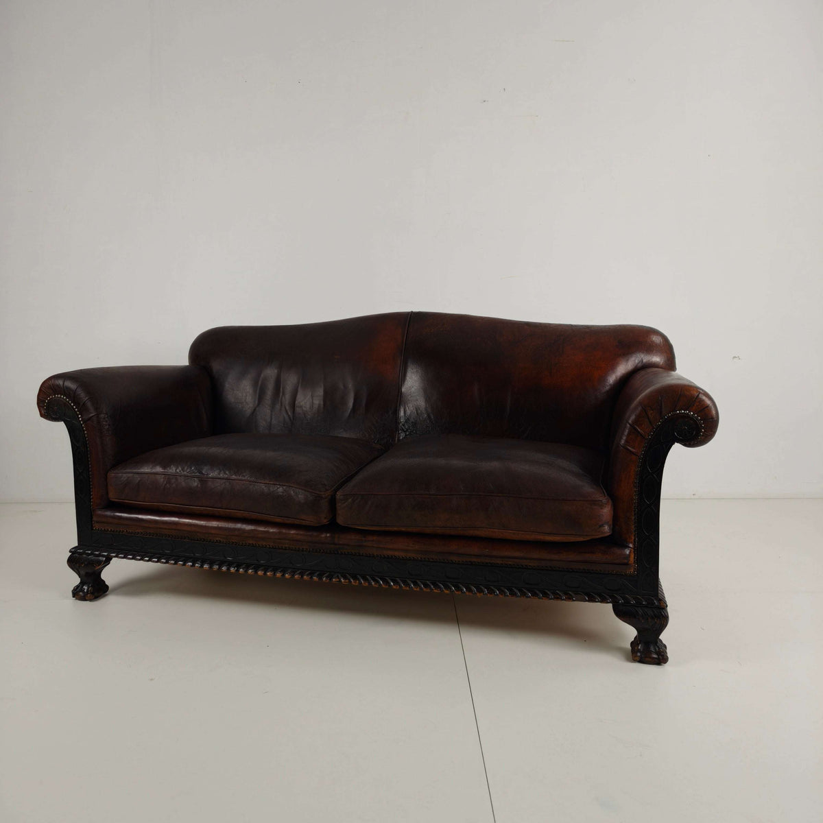 Early 20th Century Country House Camelback Club Sofa Early 20th Century Country House Camelback Club Sofa