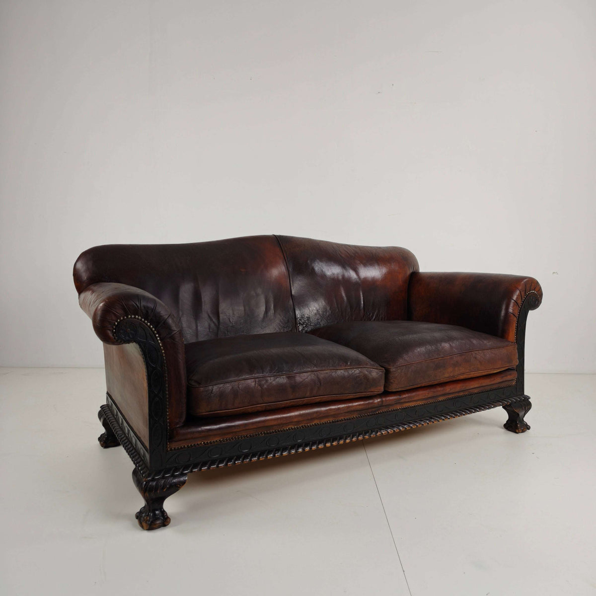 Early 20th Century Country House Camelback Club Sofa Early 20th Century Country House Camelback Club Sofa