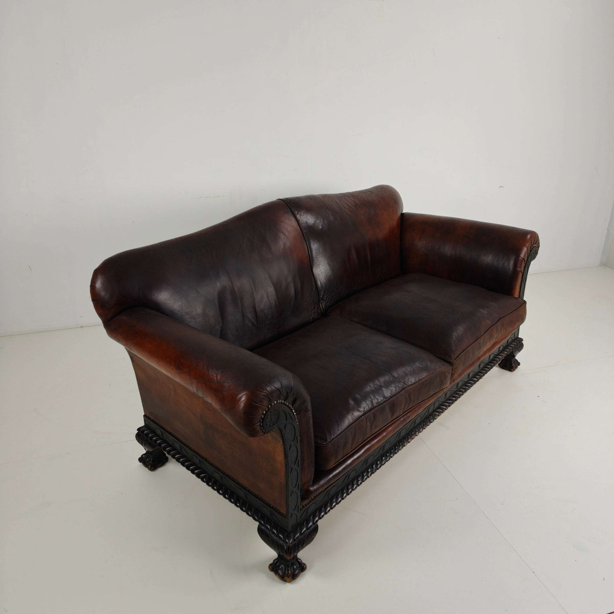Early 20th Century Country House Camelback Club Sofa Early 20th Century Country House Camelback Club Sofa