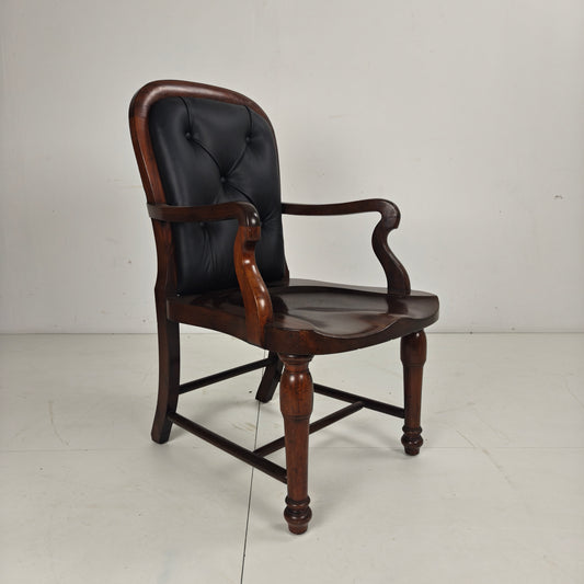 Victorian English Walnut & Leather Library Desk Chair