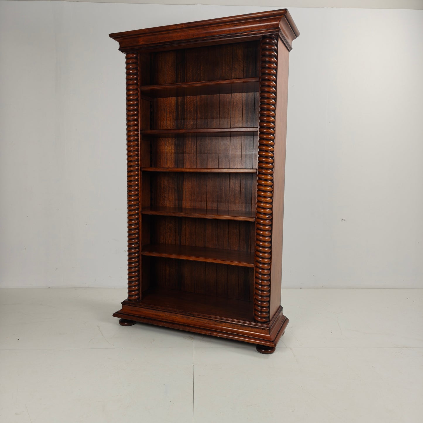 Barley Twist Open Bookcase – Solid Walnut, circa 1930