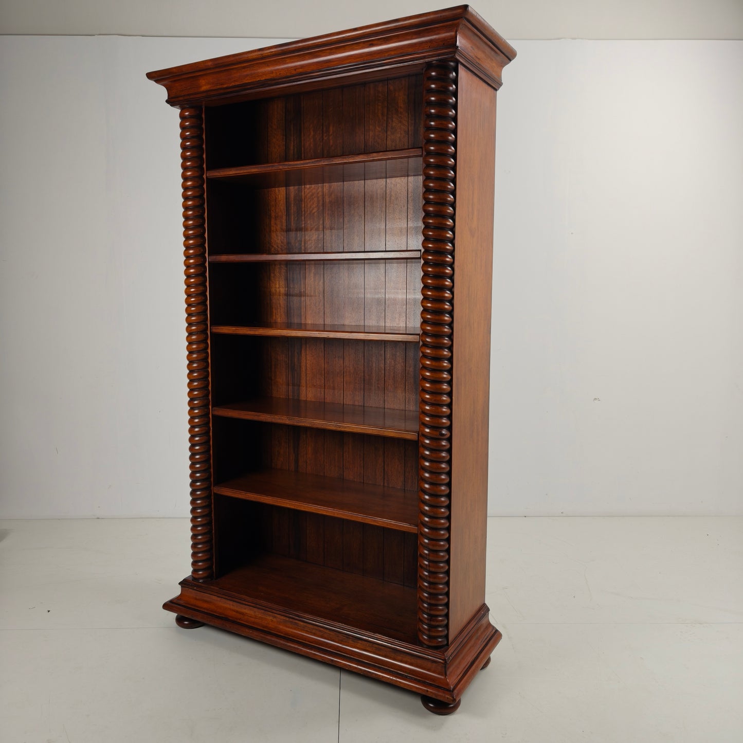 Barley Twist Open Bookcase – Solid Walnut, circa 1930