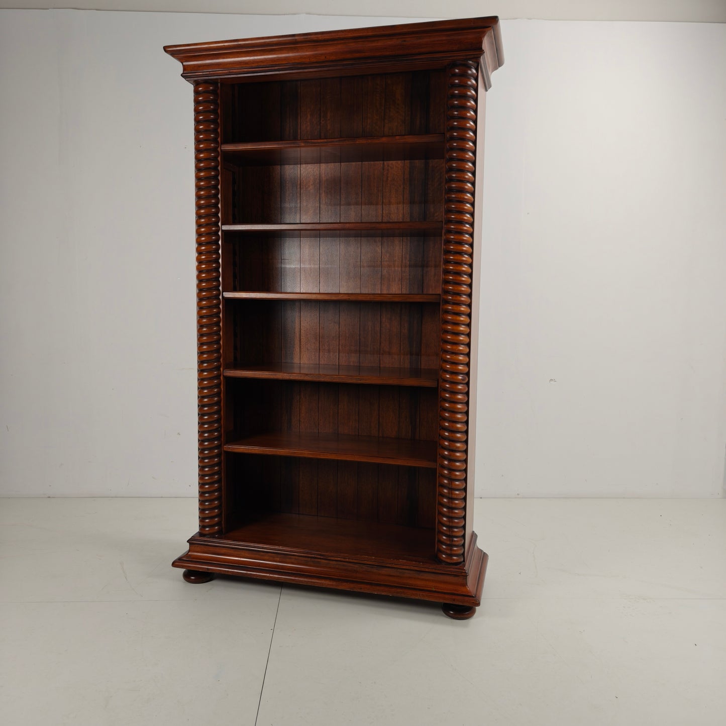 Barley Twist Open Bookcase – Solid Walnut, circa 1930