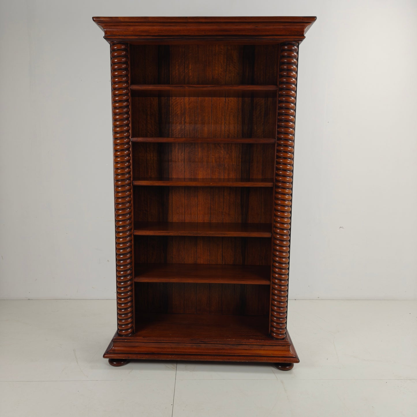 Barley Twist Open Bookcase – Solid Walnut, circa 1930