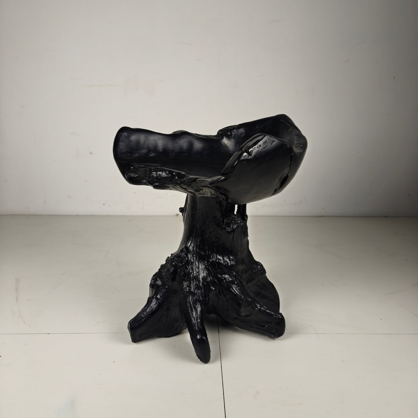 Mid-Century Black Tree Stump Chair