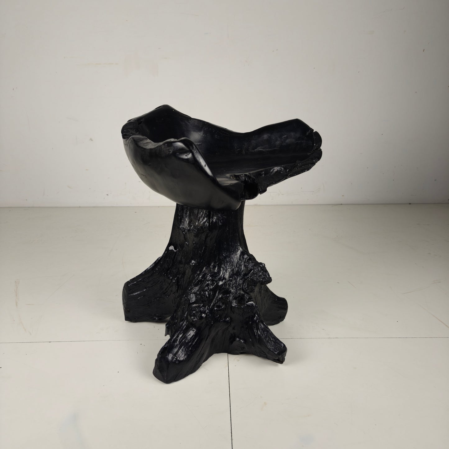 Mid-Century Black Tree Stump Chair