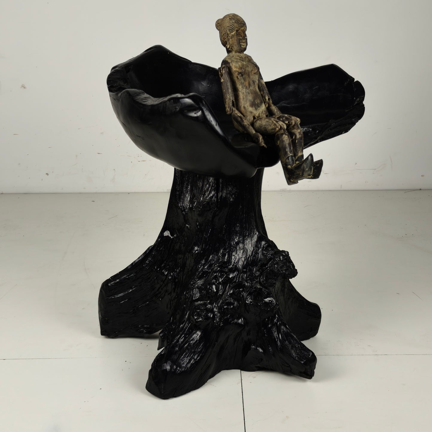 Mid-Century Black Tree Stump Chair