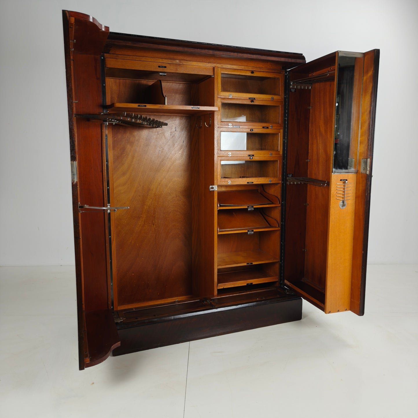 1920s Mahogany and Oak Compactom Ltd Gentleman’s Wardrobe