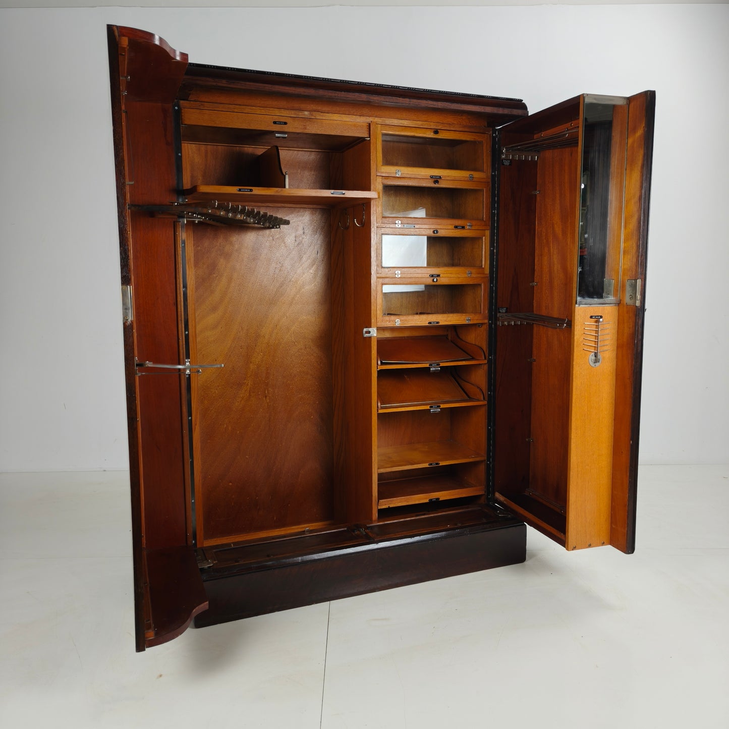 1920s Mahogany and Oak Compactom Ltd Gentleman’s Wardrobe