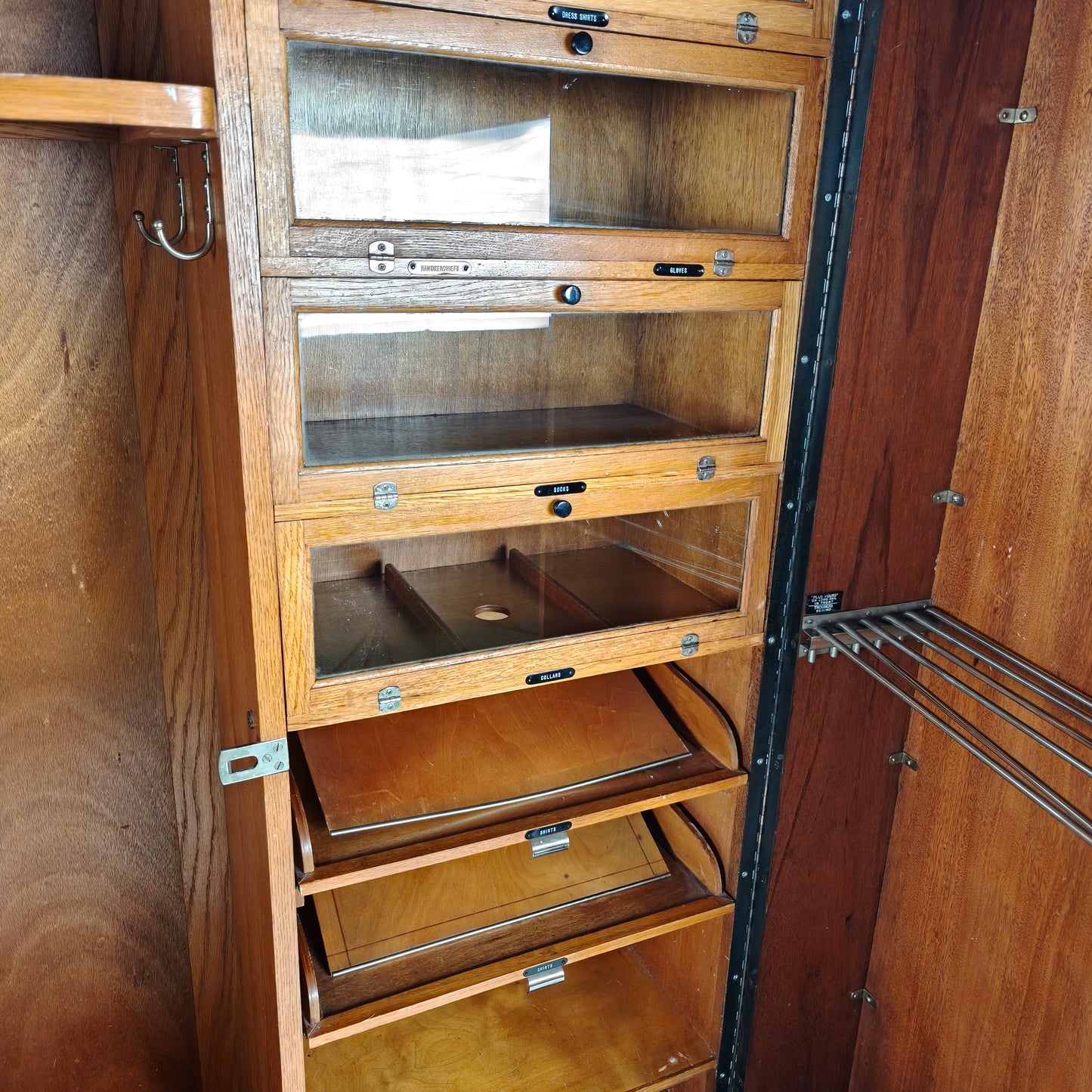 1920s Mahogany and Oak Compactom Ltd Gentleman’s Wardrobe