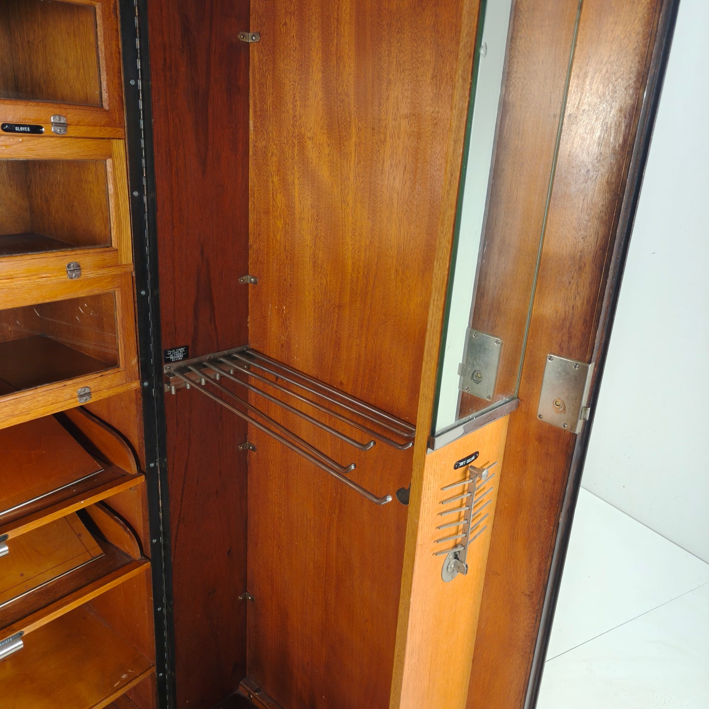 1920s Mahogany and Oak Compactom Ltd Gentleman’s Wardrobe