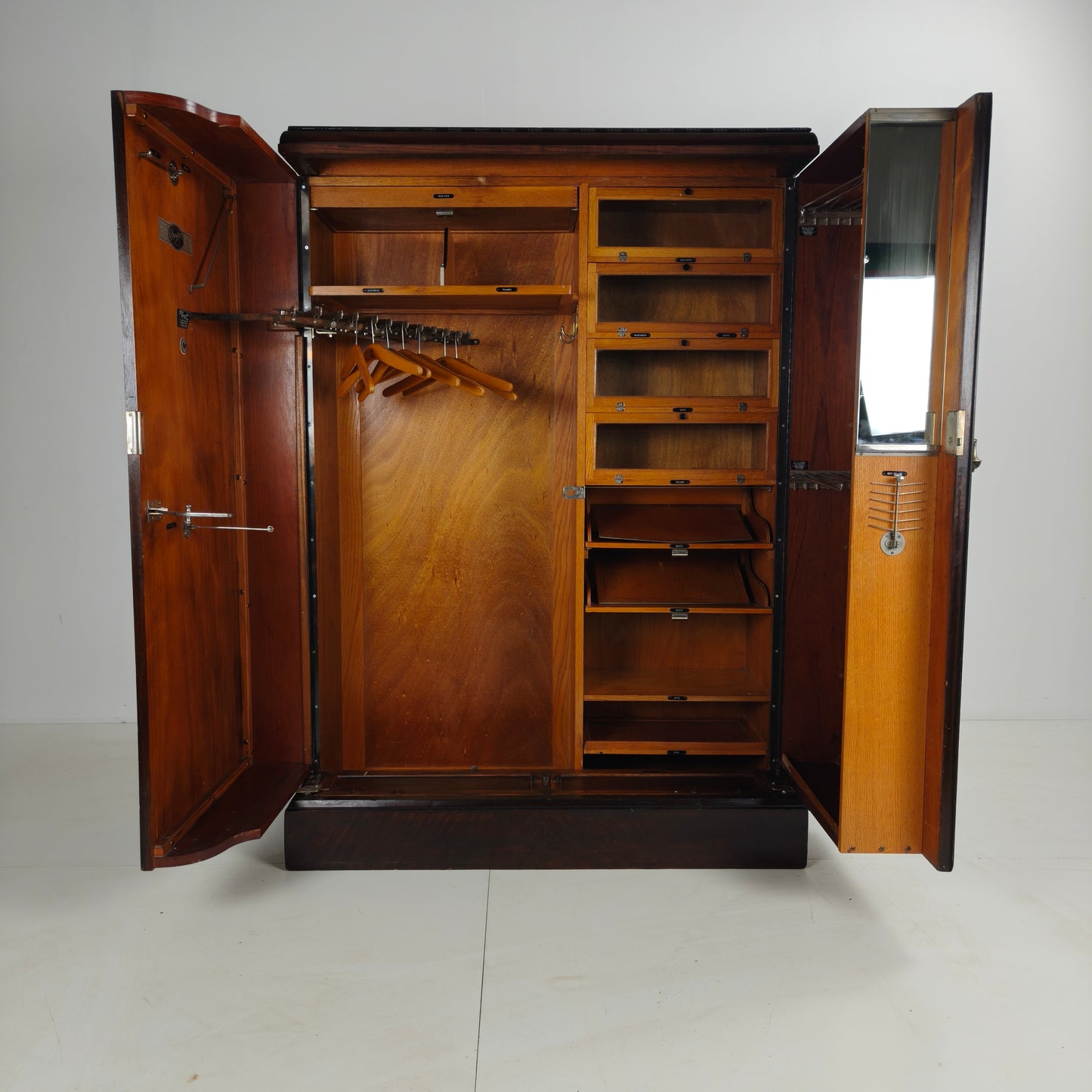 1920s Mahogany and Oak Compactom Ltd Gentleman’s Wardrobe