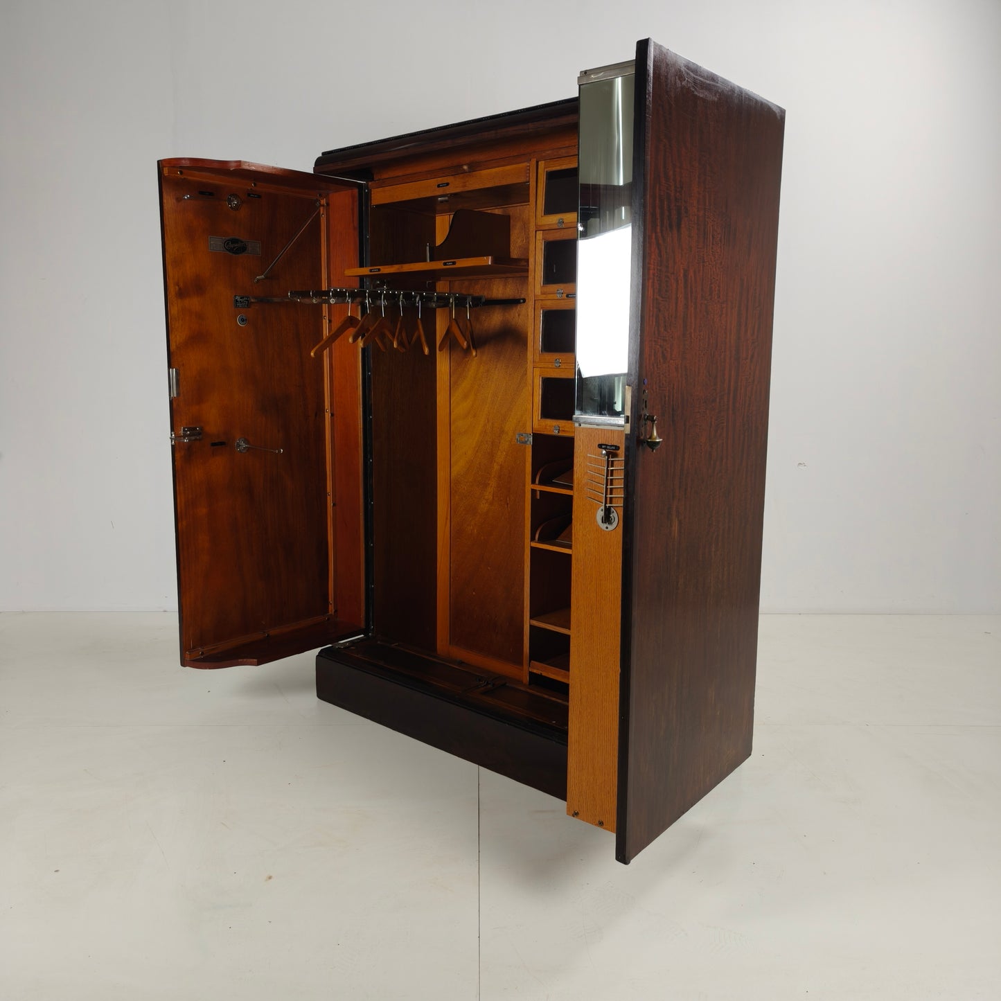 1920s Mahogany and Oak Compactom Ltd Gentleman’s Wardrobe