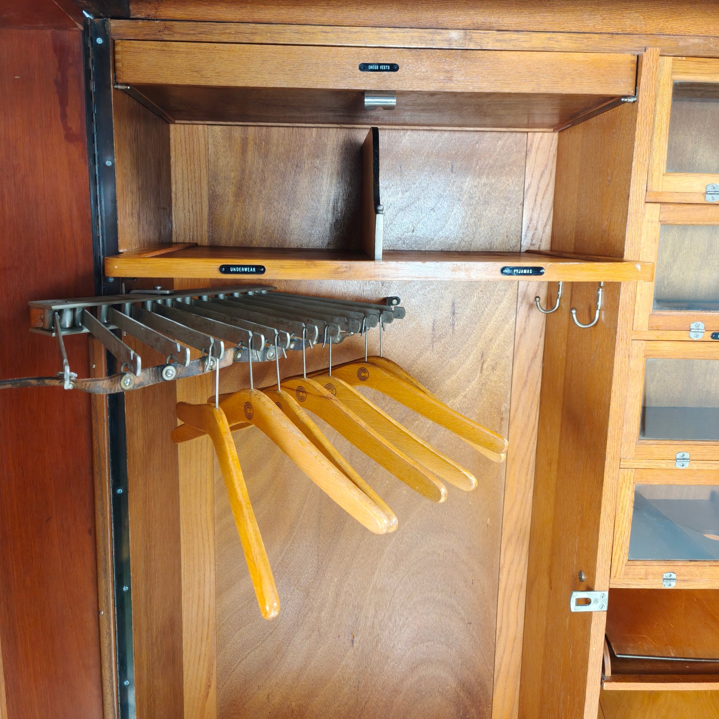 1920s Mahogany and Oak Compactom Ltd Gentleman’s Wardrobe