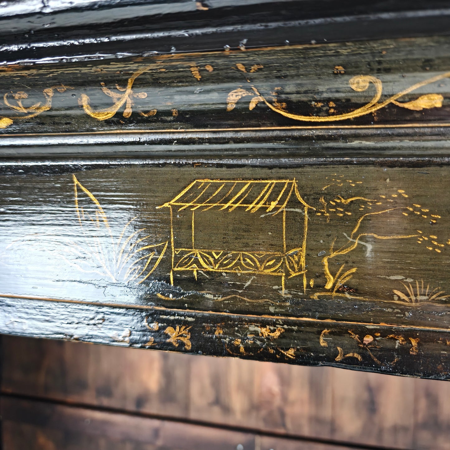 A rare early 18th-century Dutch japanned chinoiserie cabinet, circa 1700