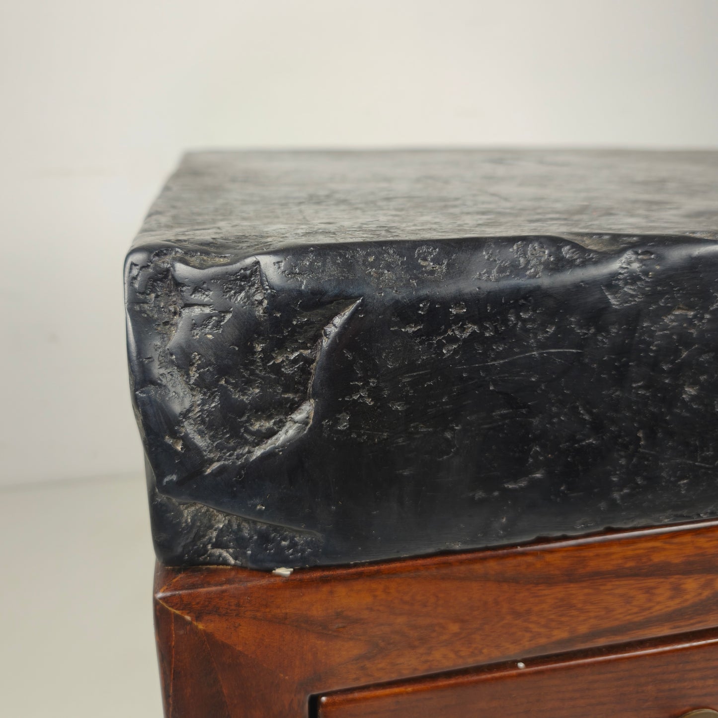 Rare Imperial Chinese Golden Brick (Jīn Zhuān) on Custom Hardwood Display Table
