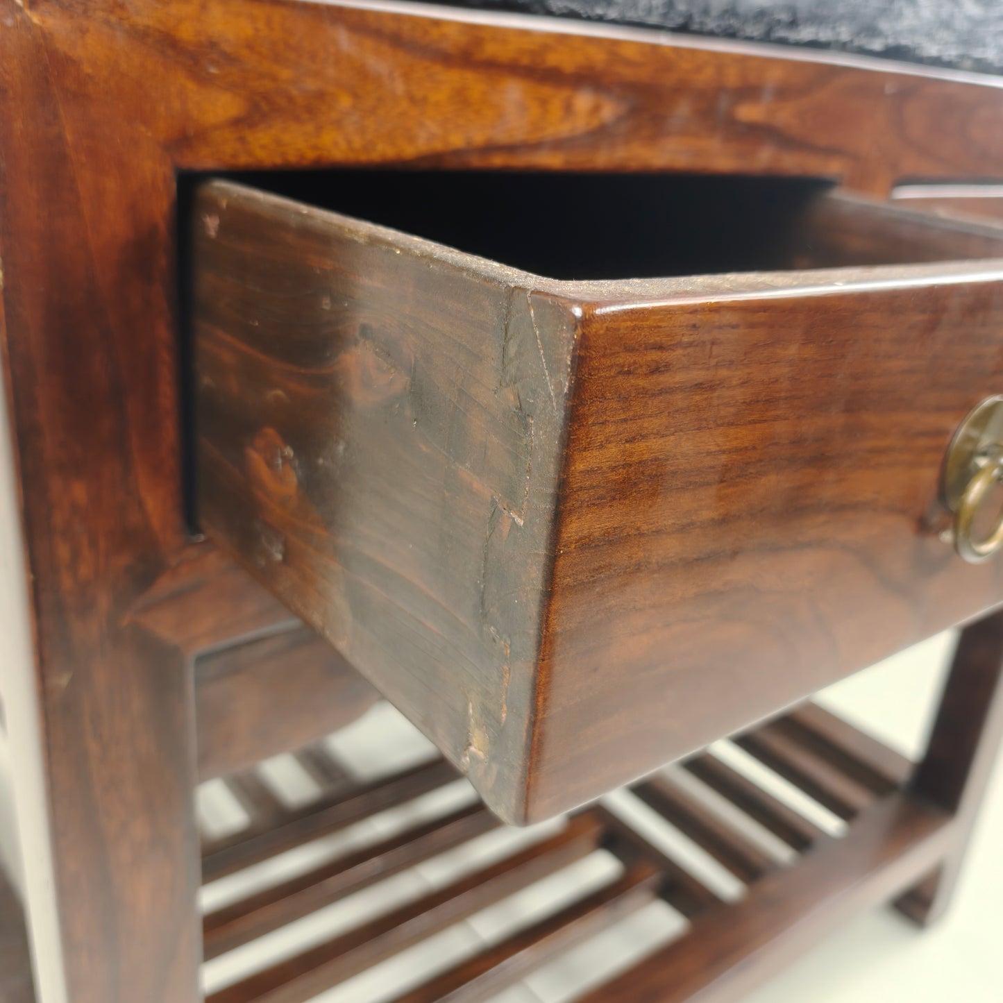 Rare Imperial Chinese Golden Brick (Jīn Zhuān) on Custom Hardwood Display Table
