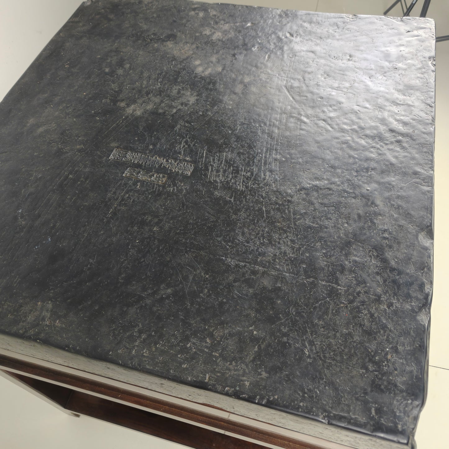 Rare Imperial Chinese Golden Brick (Jīn Zhuān) on Custom Hardwood Display Table