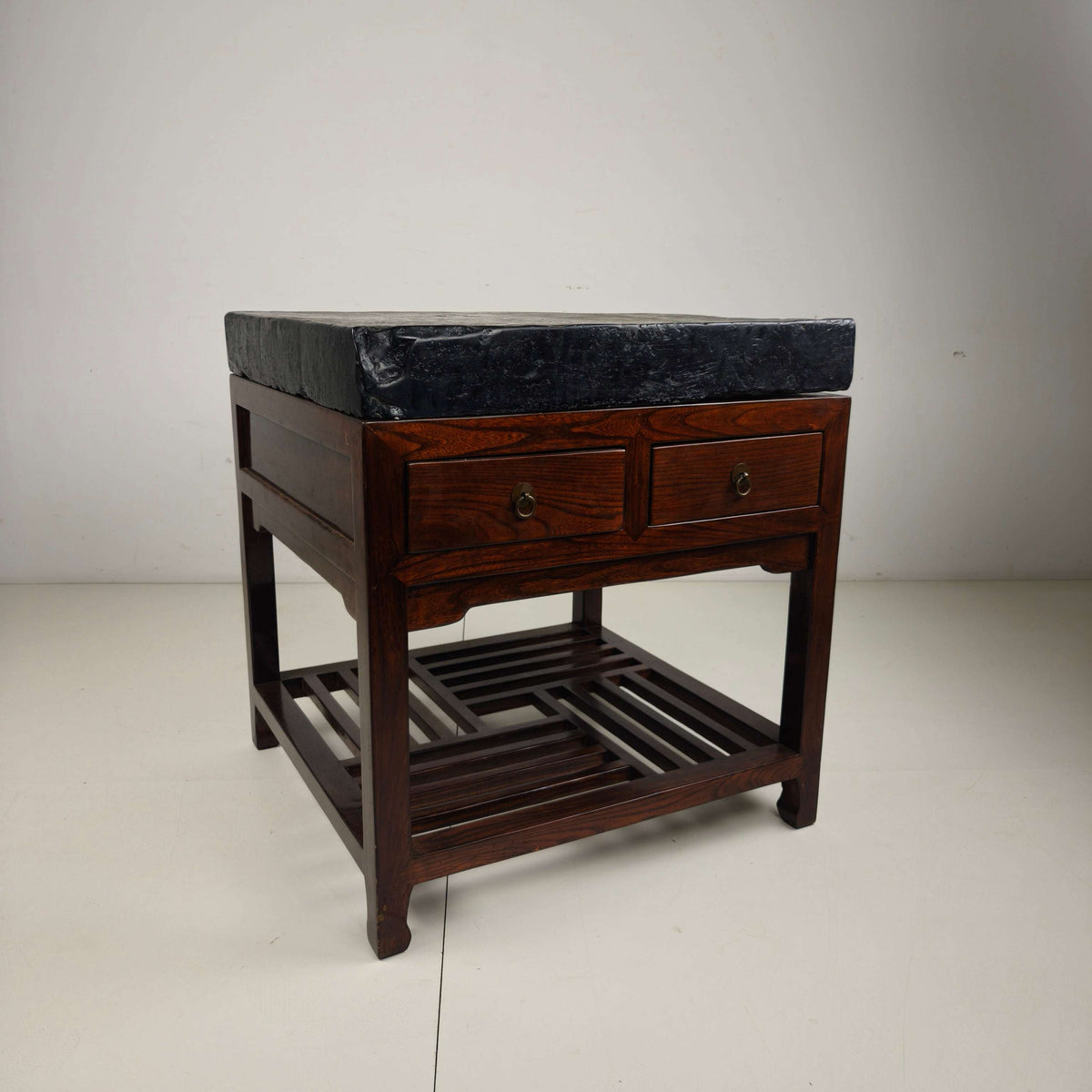 Rare Imperial Chinese Golden Brick (Jīn Zhuān) on Custom Hardwood Display Table Rare Imperial Chinese Golden Brick (Jīn Zhuān) on Custom Hardwood Display Table