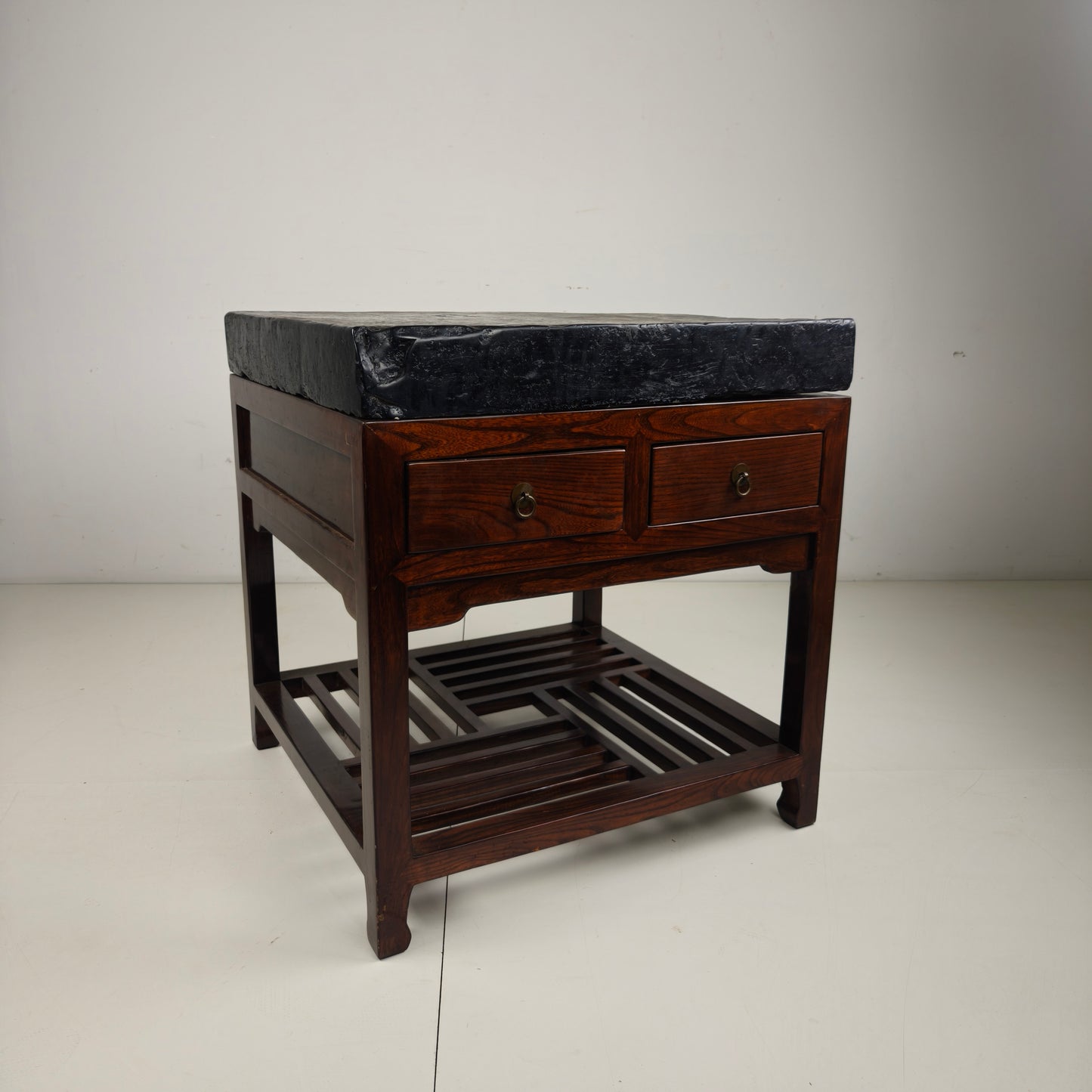 Rare Imperial Chinese Golden Brick (Jīn Zhuān) on Custom Hardwood Display Table