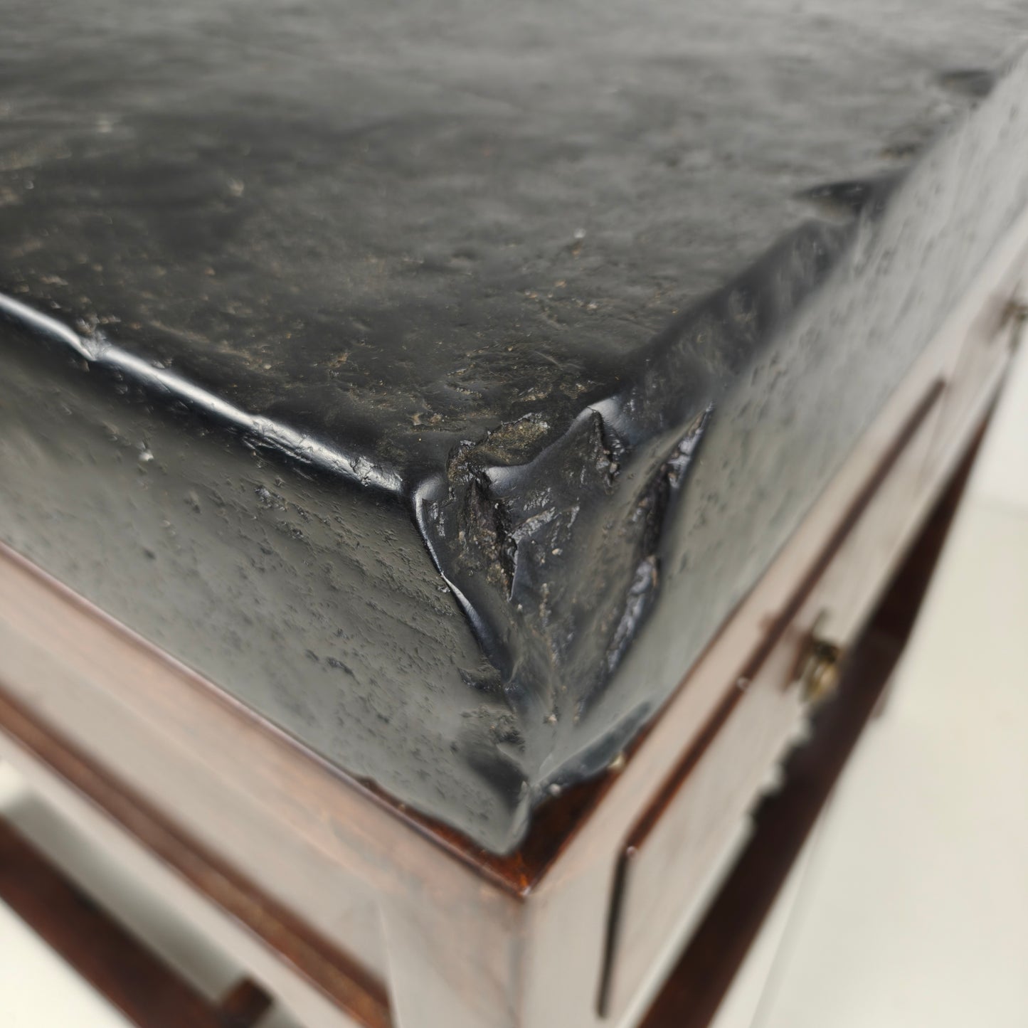Rare Imperial Chinese Golden Brick (Jīn Zhuān) on Custom Hardwood Display Table