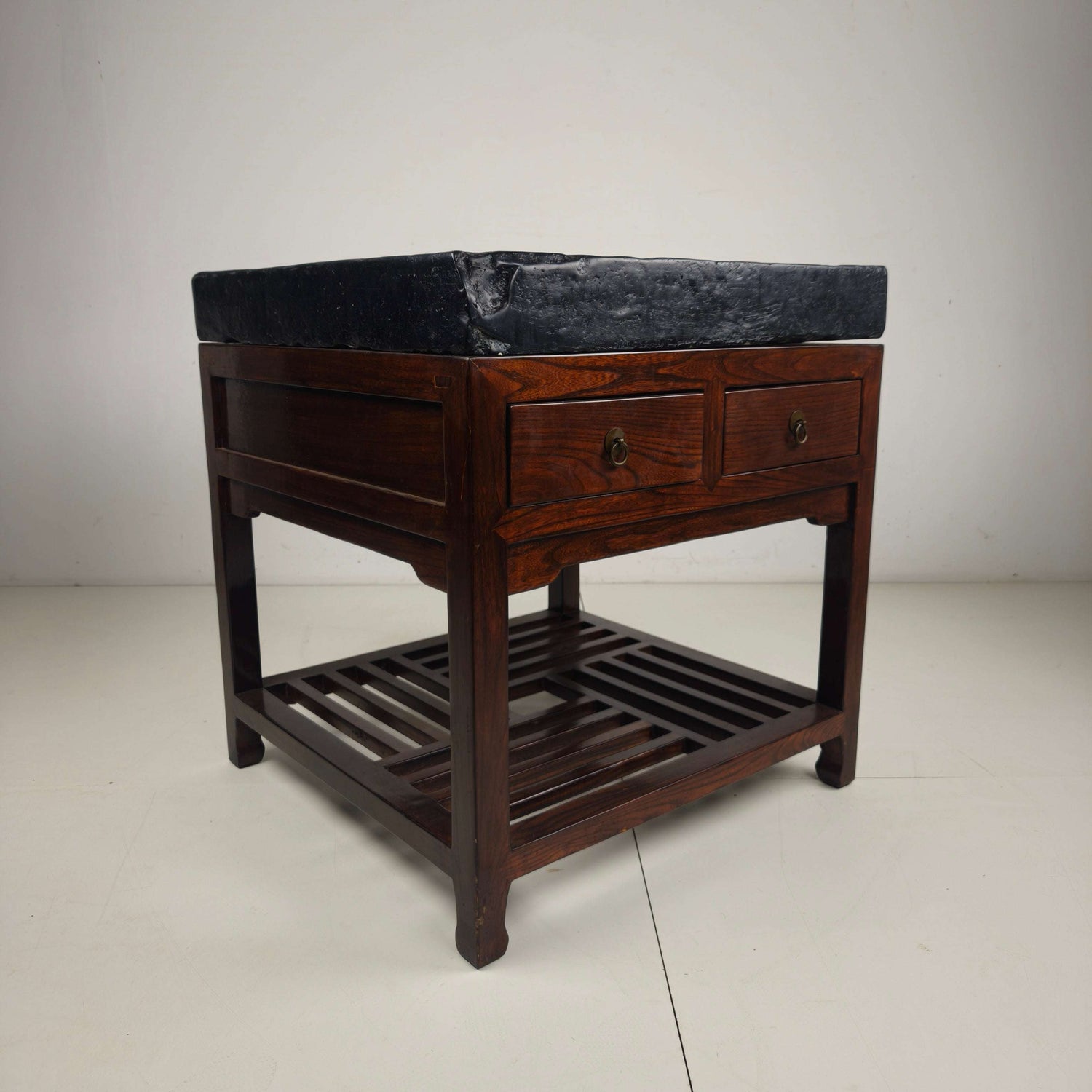 Rare Imperial Chinese Golden Brick (Jīn Zhuān) on Custom Hardwood Display Table