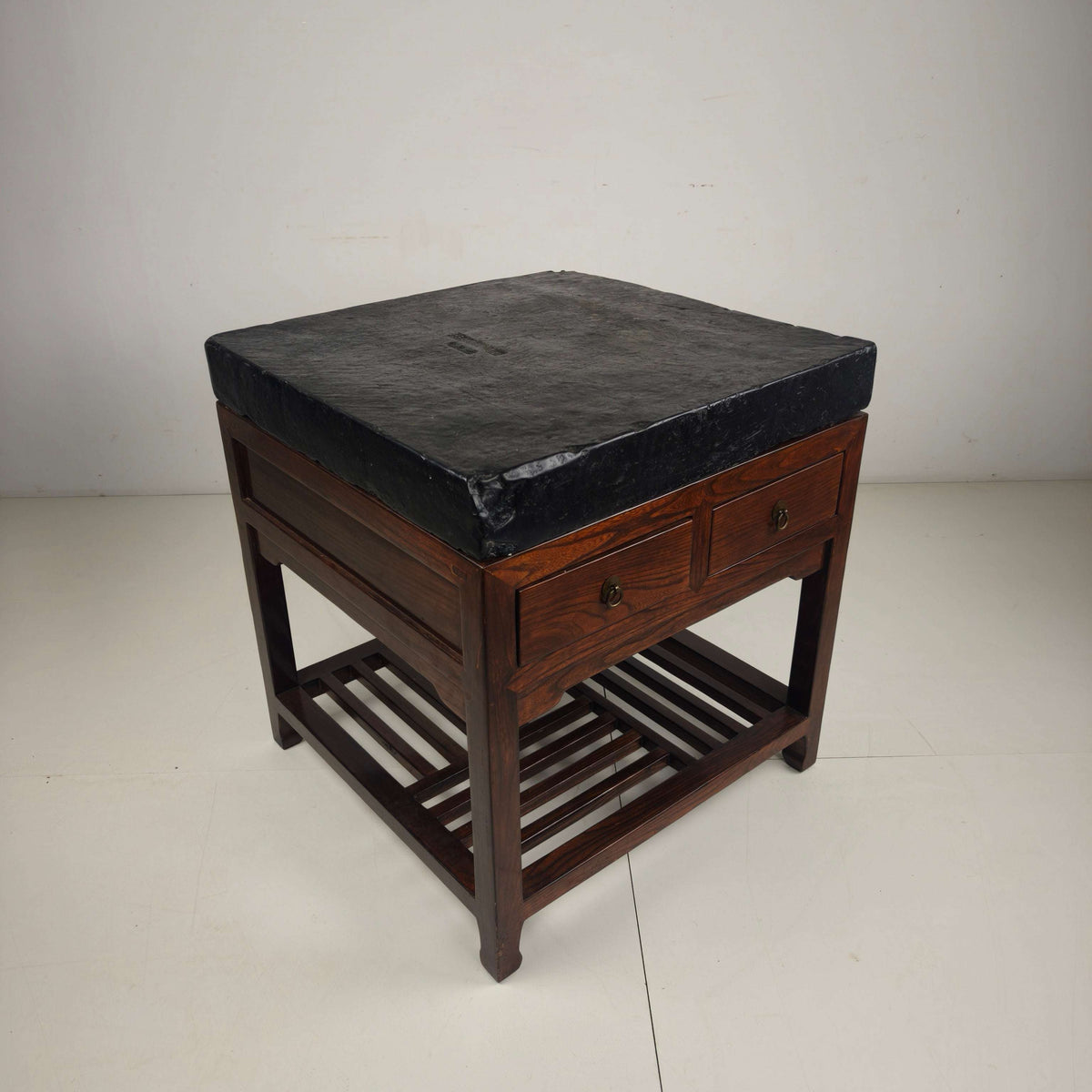 Rare Imperial Chinese Golden Brick (Jīn Zhuān) on Custom Hardwood Display Table Rare Imperial Chinese Golden Brick (Jīn Zhuān) on Custom Hardwood Display Table