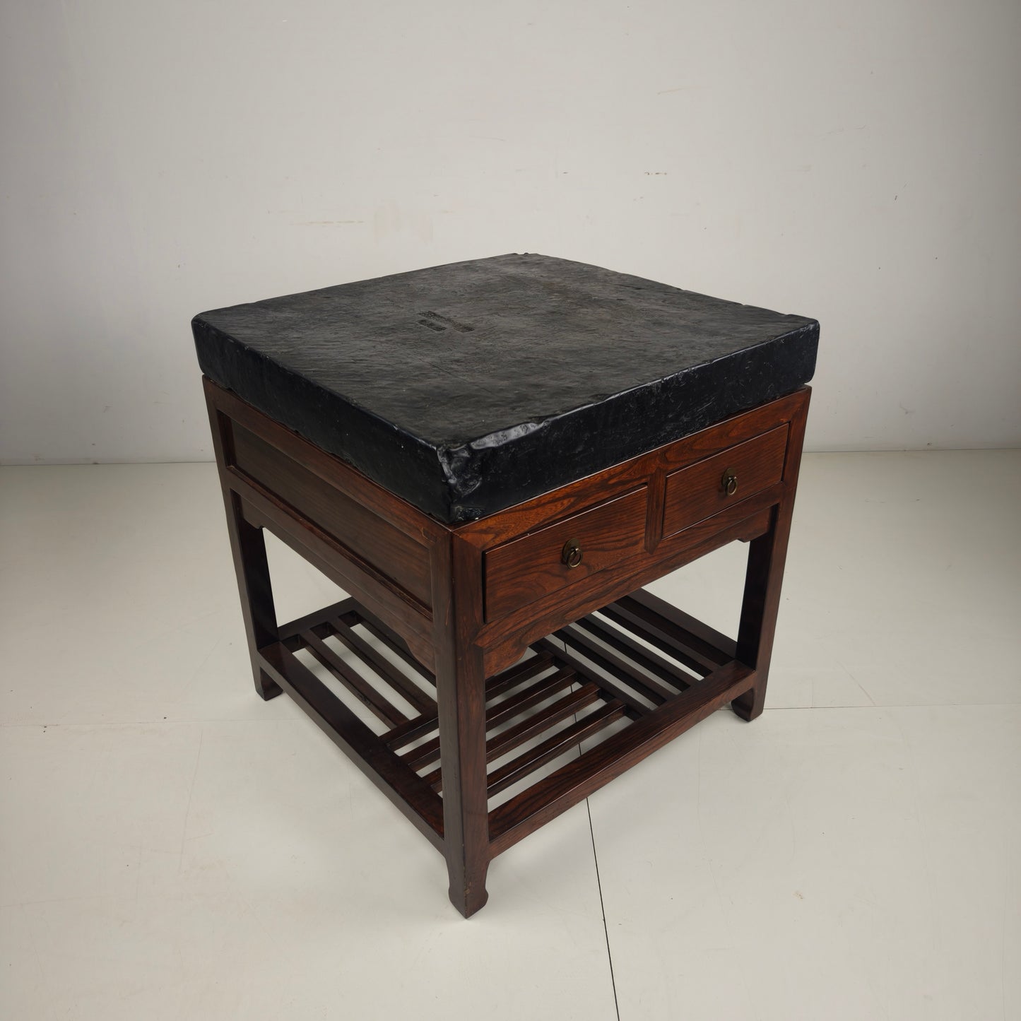 Rare Imperial Chinese Golden Brick (Jīn Zhuān) on Custom Hardwood Display Table