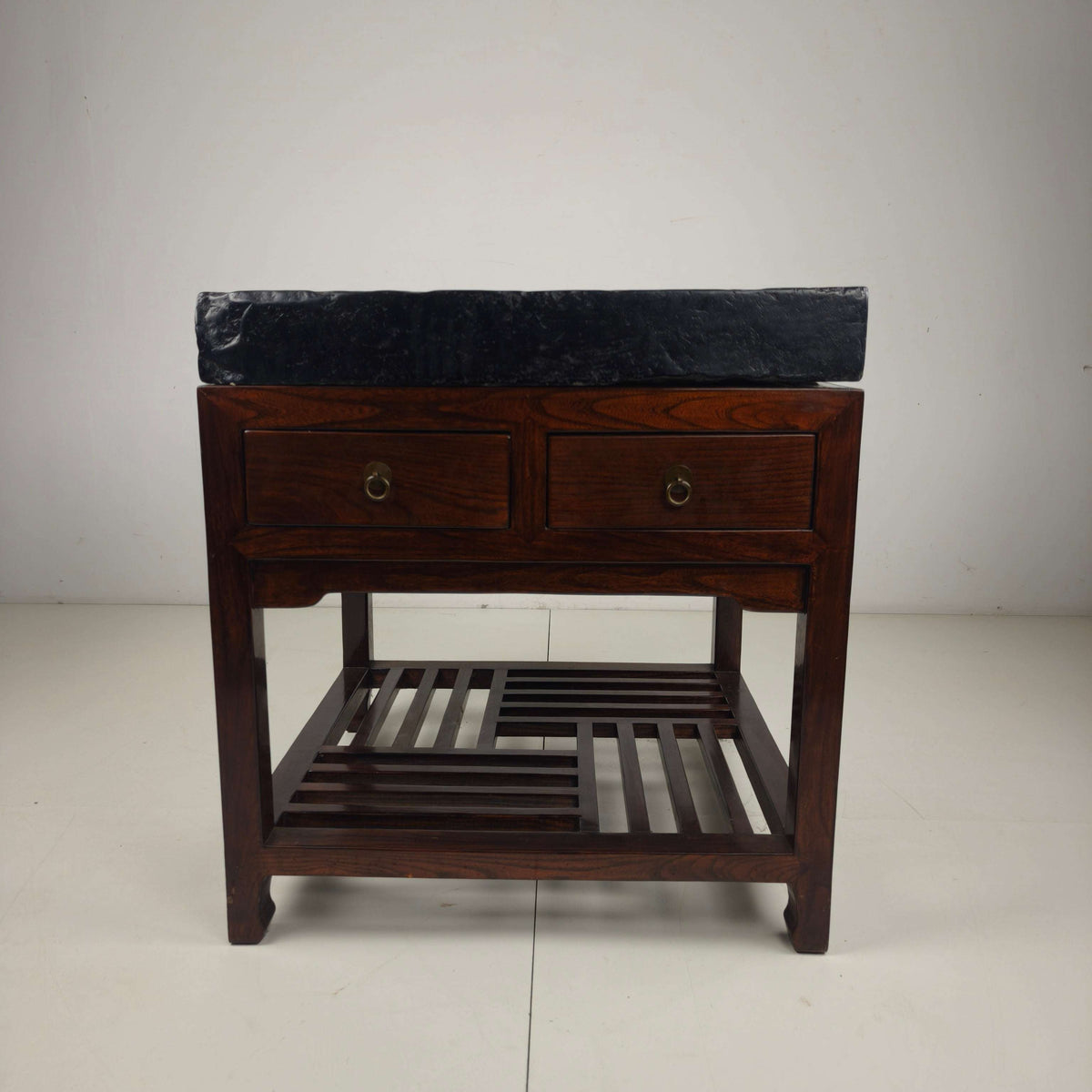 Rare Imperial Chinese Golden Brick (Jīn Zhuān) on Custom Hardwood Display Table Rare Imperial Chinese Golden Brick (Jīn Zhuān) on Custom Hardwood Display Table
